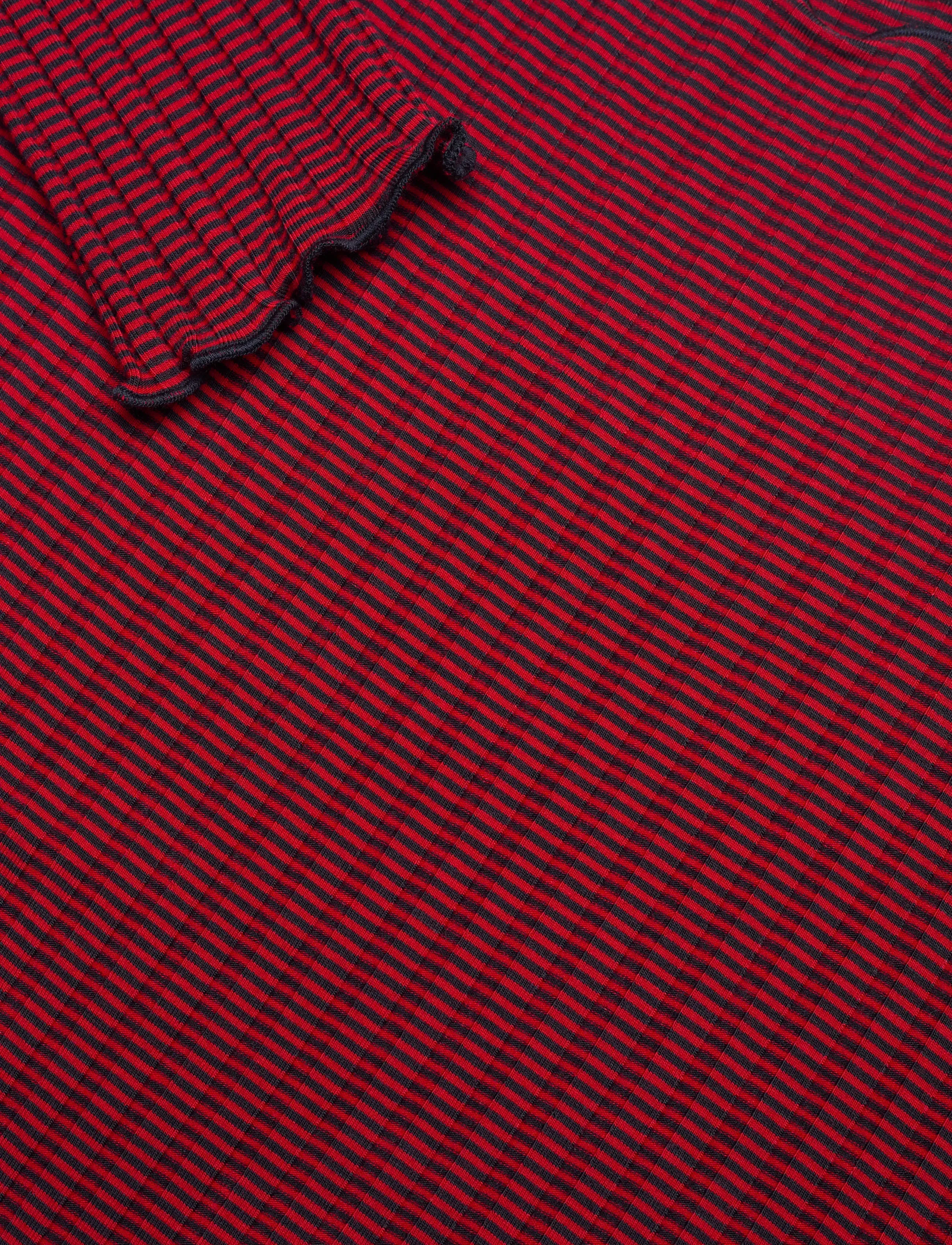 Mads Nørgaard - 5x5 Stripe Trutte Tee LS - langærmede toppe - parisian night/high risk red - 2