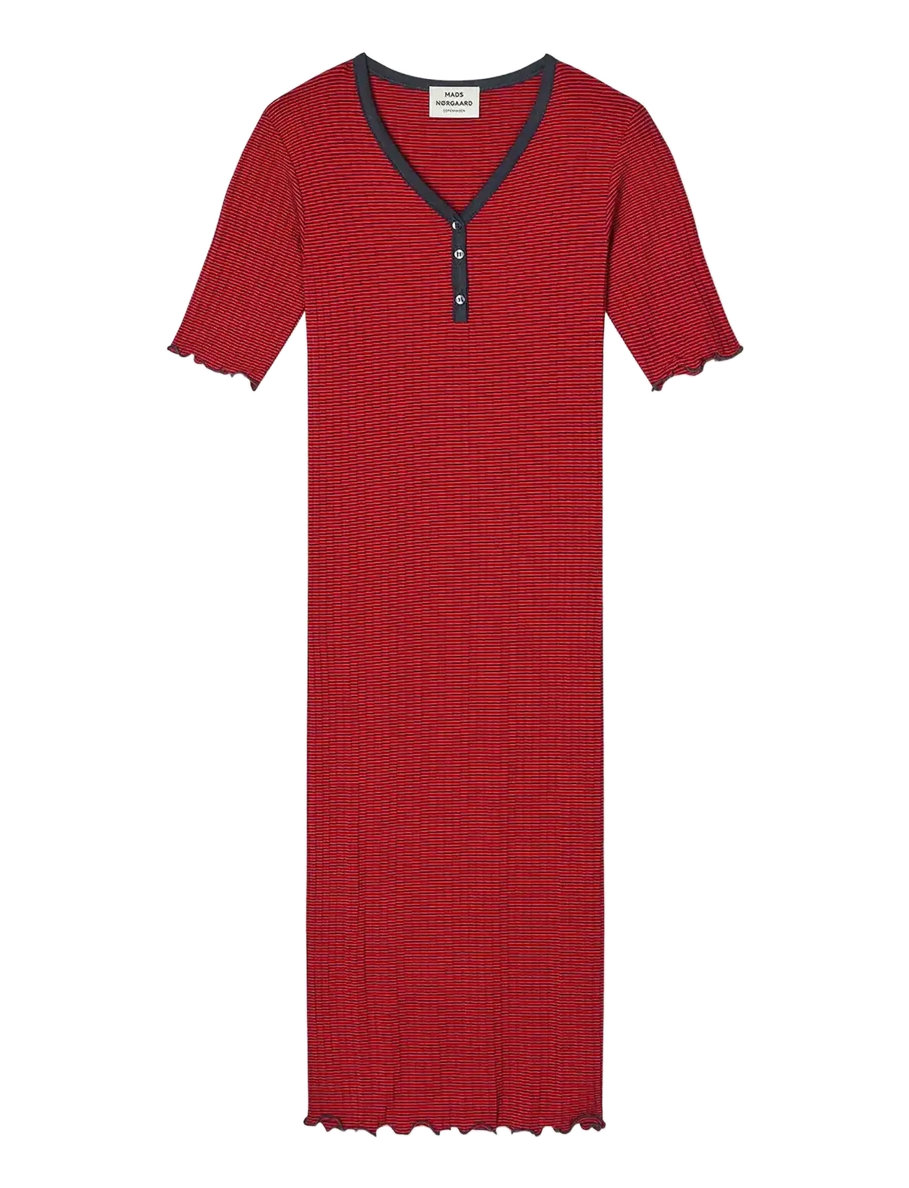 Mads Nørgaard 5x5 Stripe Tanya Dress - Mads Nørgaard - PARISIAN NIGHT/HIGH RISK RED / red