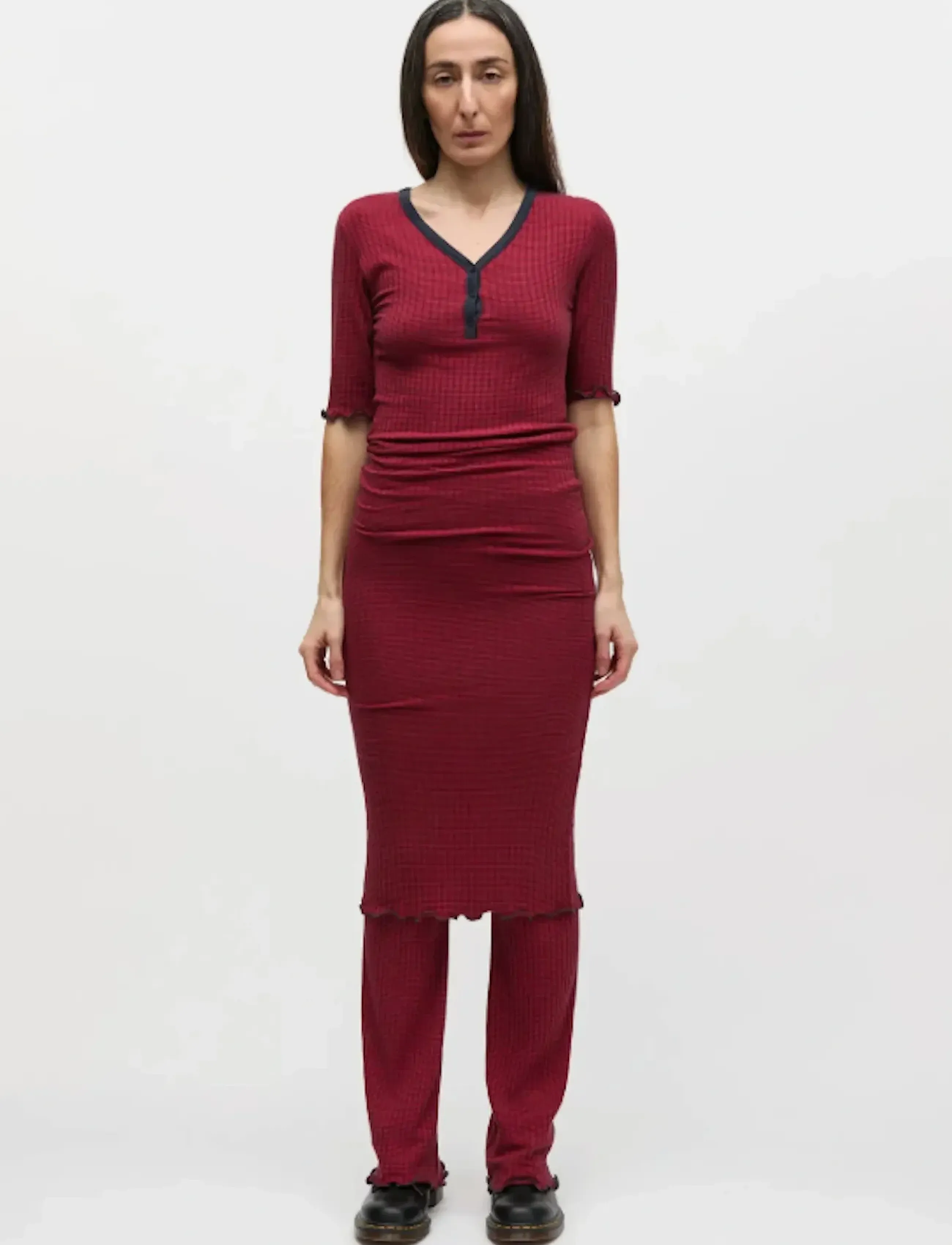 Mads Nørgaard 5X5 Stripe Tanya Dress, S, Red, Kjoler > Skjortekjoler, Dame