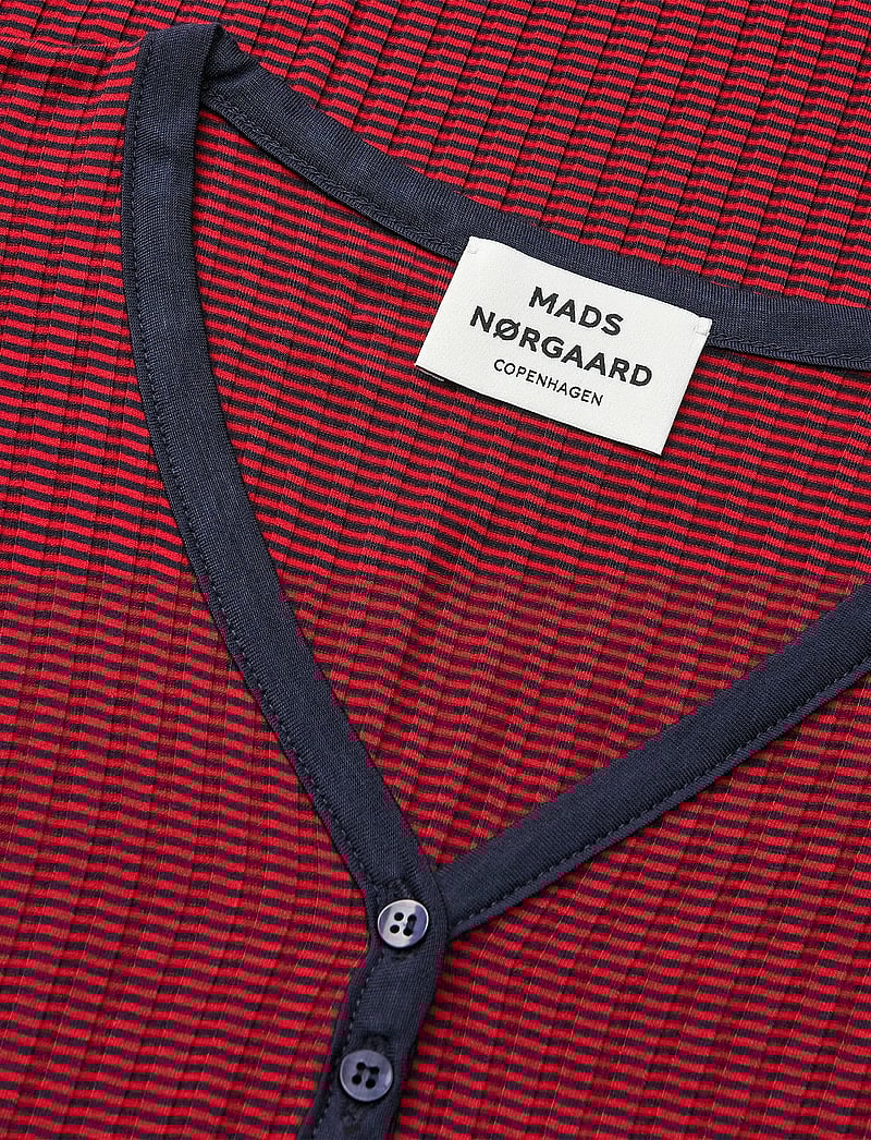 Mads Nørgaard - 5x5 Stripe Tanya Dress - knitted dresses - parisian night/high risk red - 2