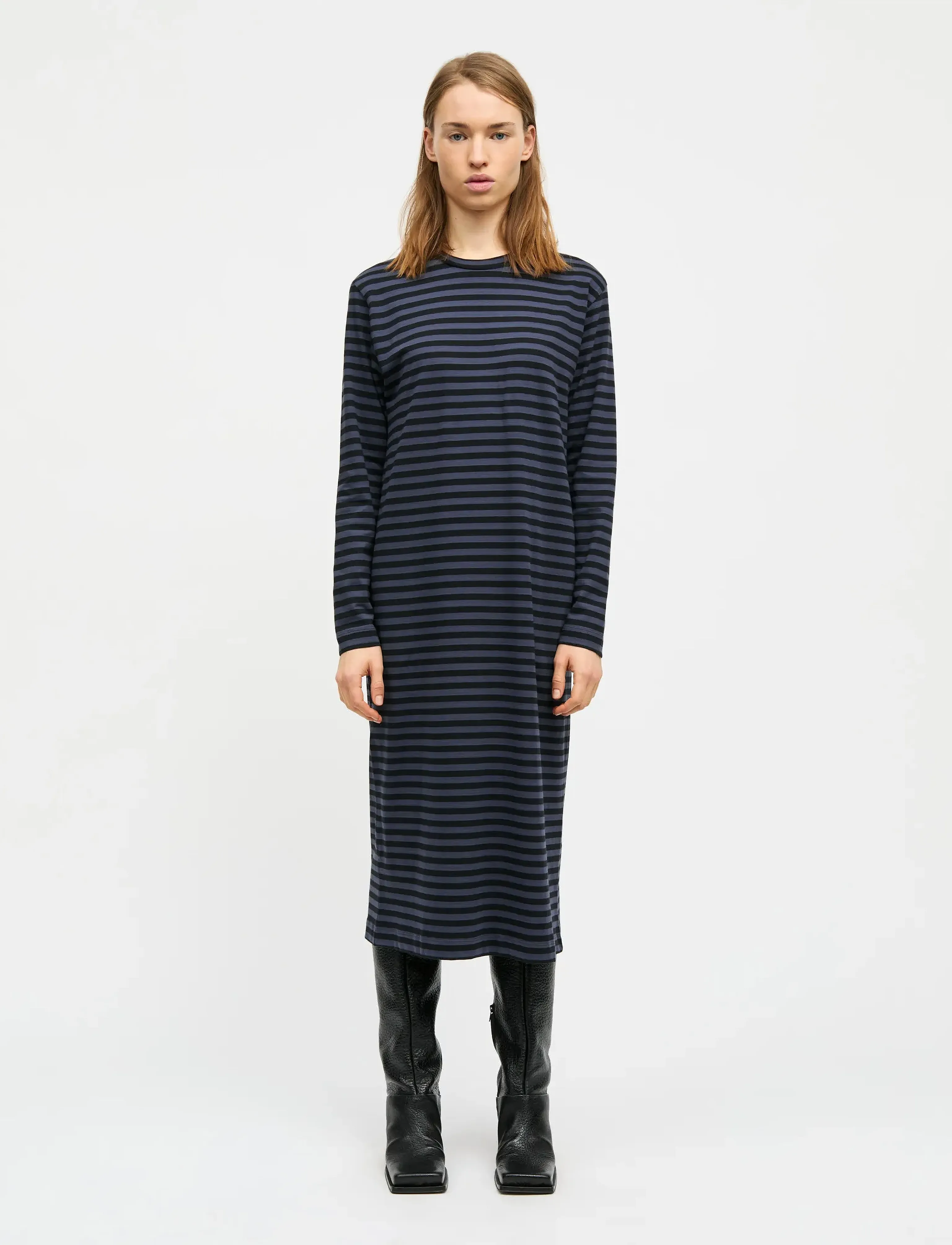 Mads Nørgaard Soft Single Ella Dress, L, Dresses, Marineblau - Knee-length & Midi, Frauen