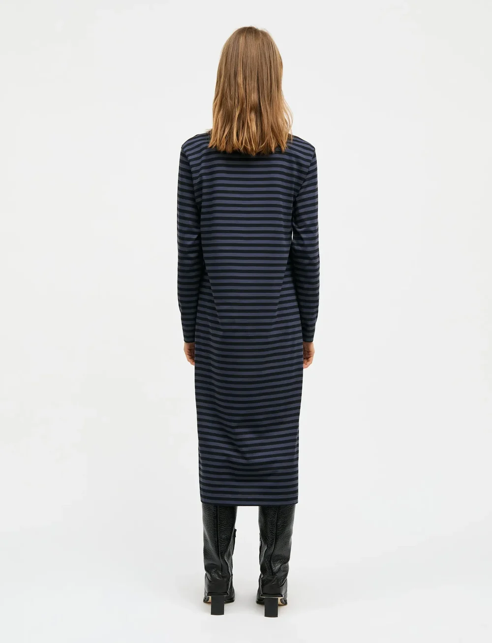 Mads Nørgaard - Soft Single Ella Dress - midi kjoler - parisian night/black - 2