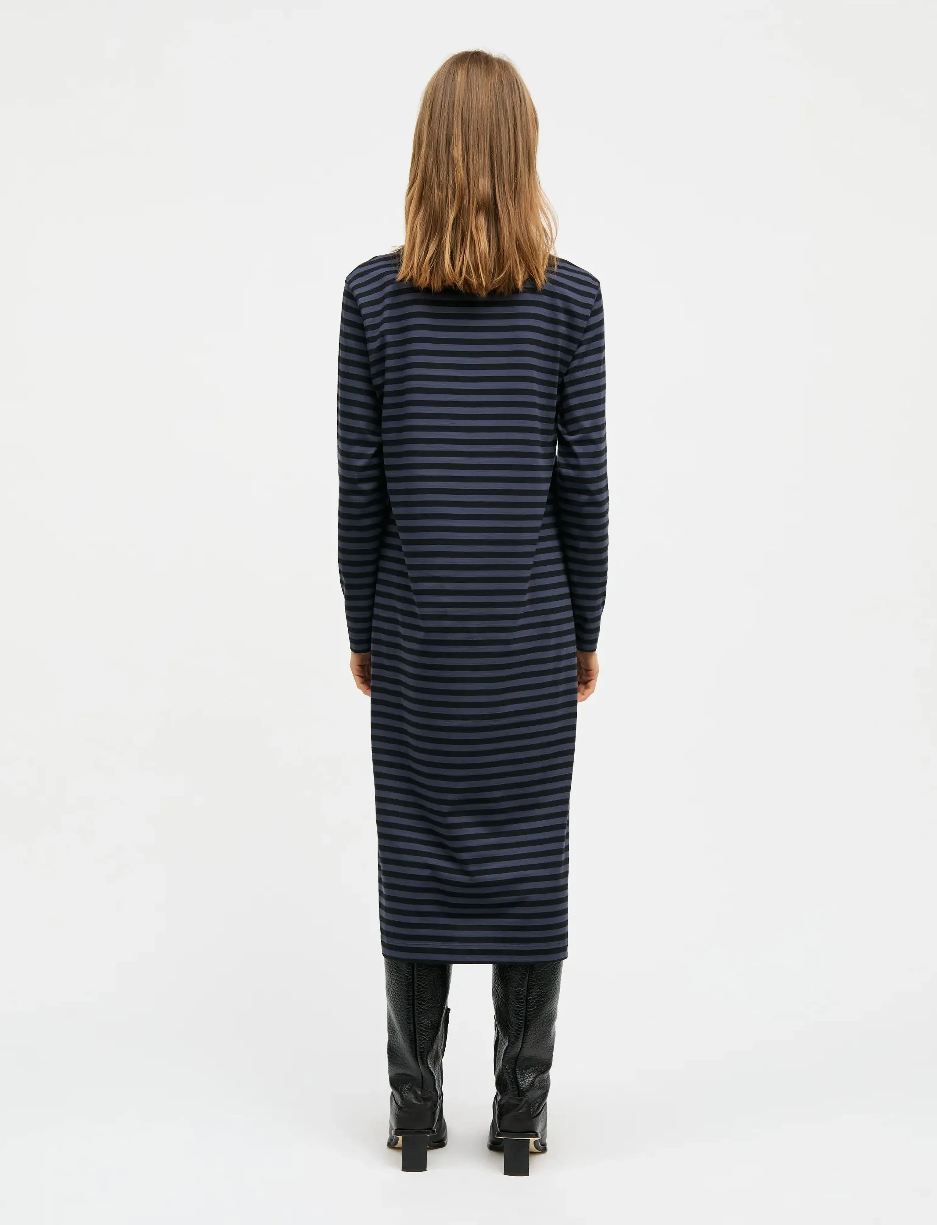 Mads Nørgaard - Soft Single Ella Dress - midi kleitas - parisian night/black - 2
