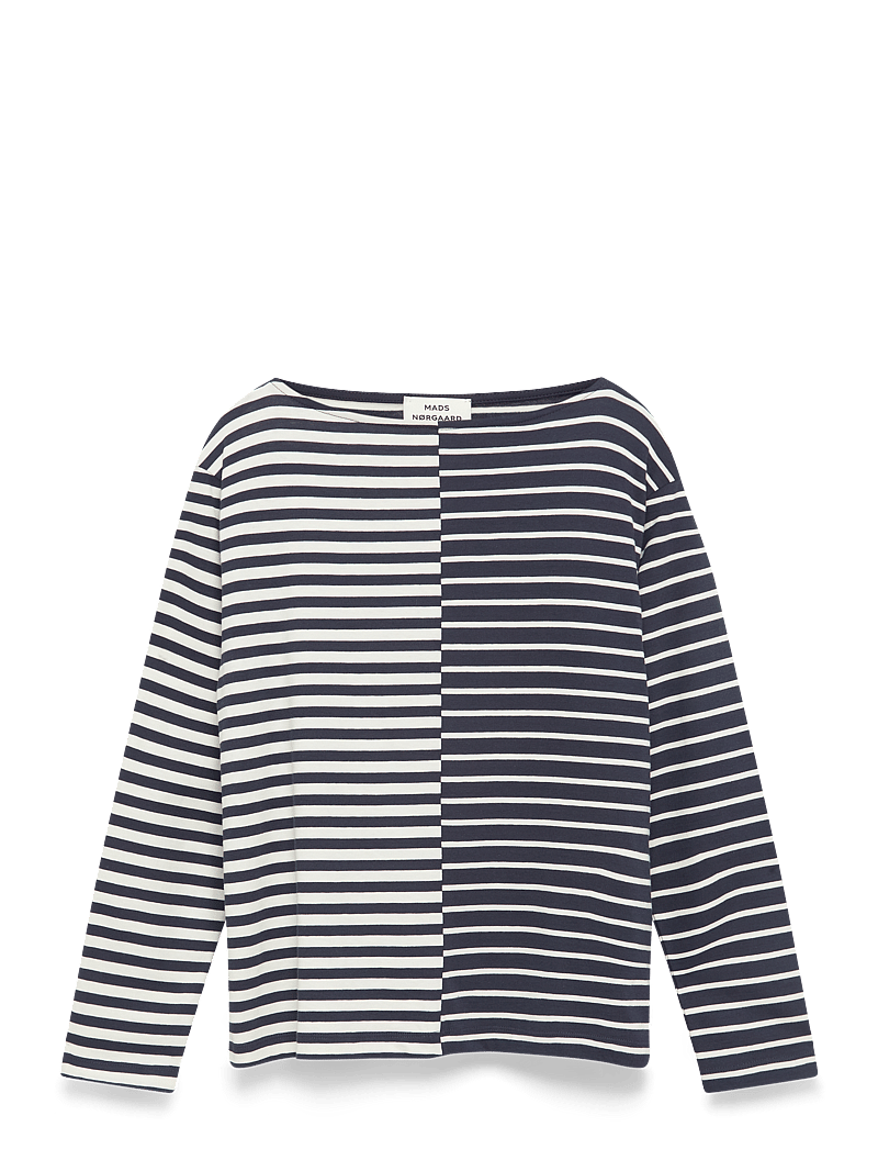 Mads Nørgaard - Soft Single Silke Tee LS - long-sleeved tops - parisian night/vanilla ice blo - 1