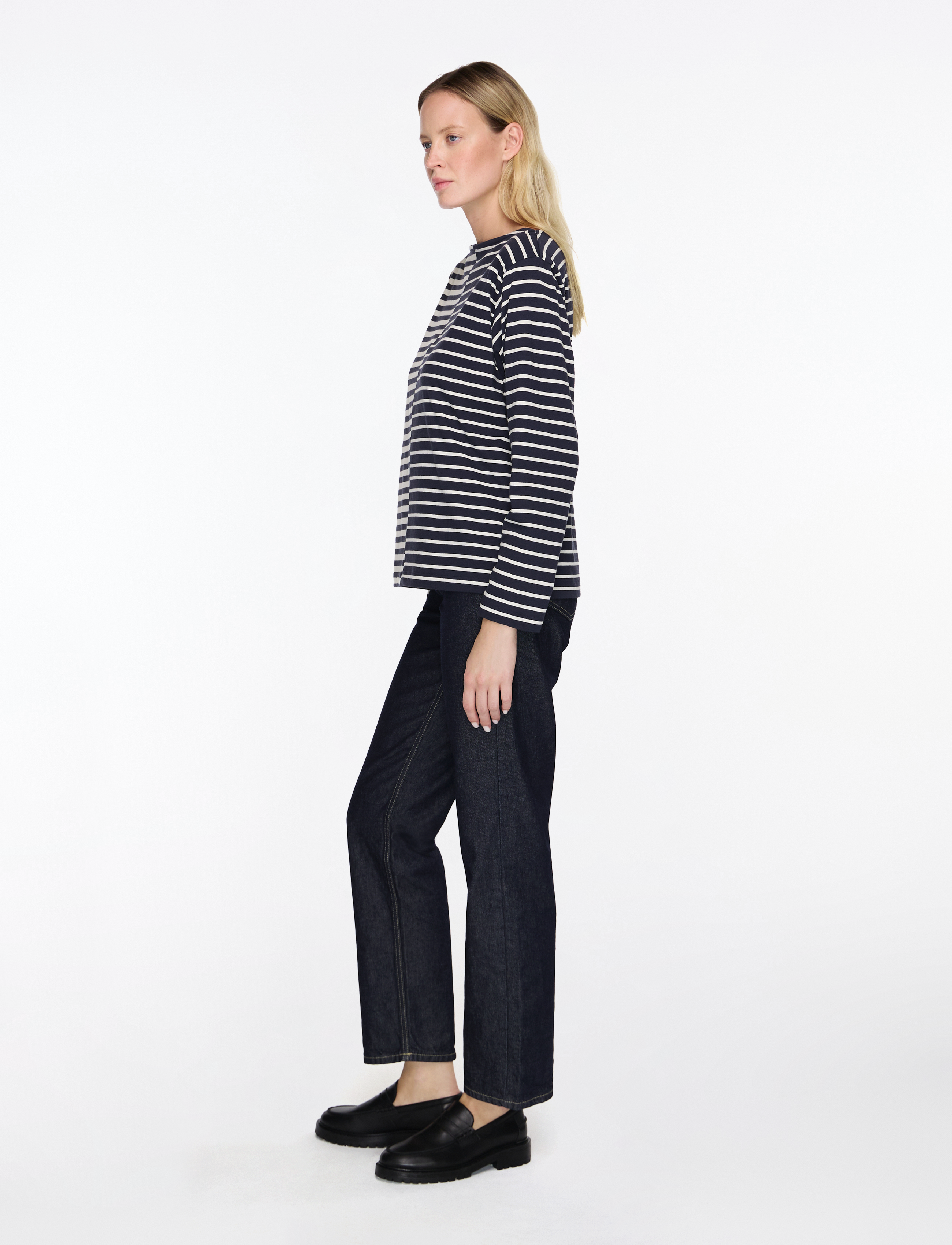 Mads Nørgaard - Soft Single Silke Tee LS - langärmlige tops - parisian night/vanilla ice blo - 3