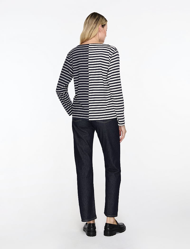 Mads Nørgaard - Soft Single Silke Tee LS - long-sleeved tops - parisian night/vanilla ice blo - 4