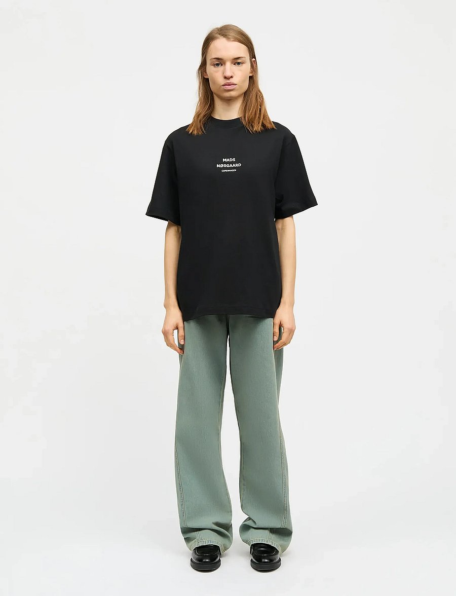 Mads Nørgaard - Cotton Jersey Dassel Tee - t-shirts - black - 0