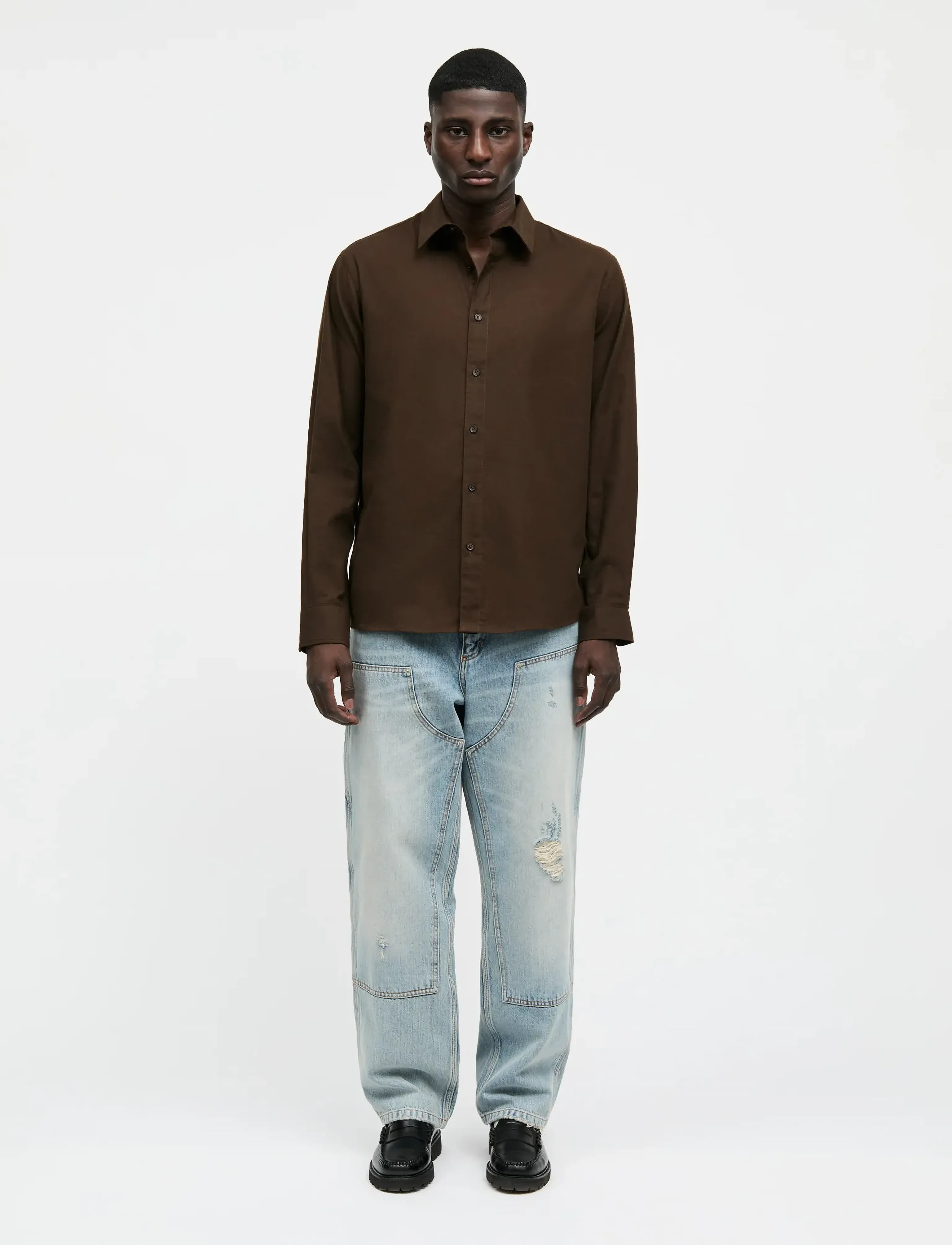 Mads Nørgaard Cotton Flannel Sune Shirt - Hemden - DEMITASSE / brown