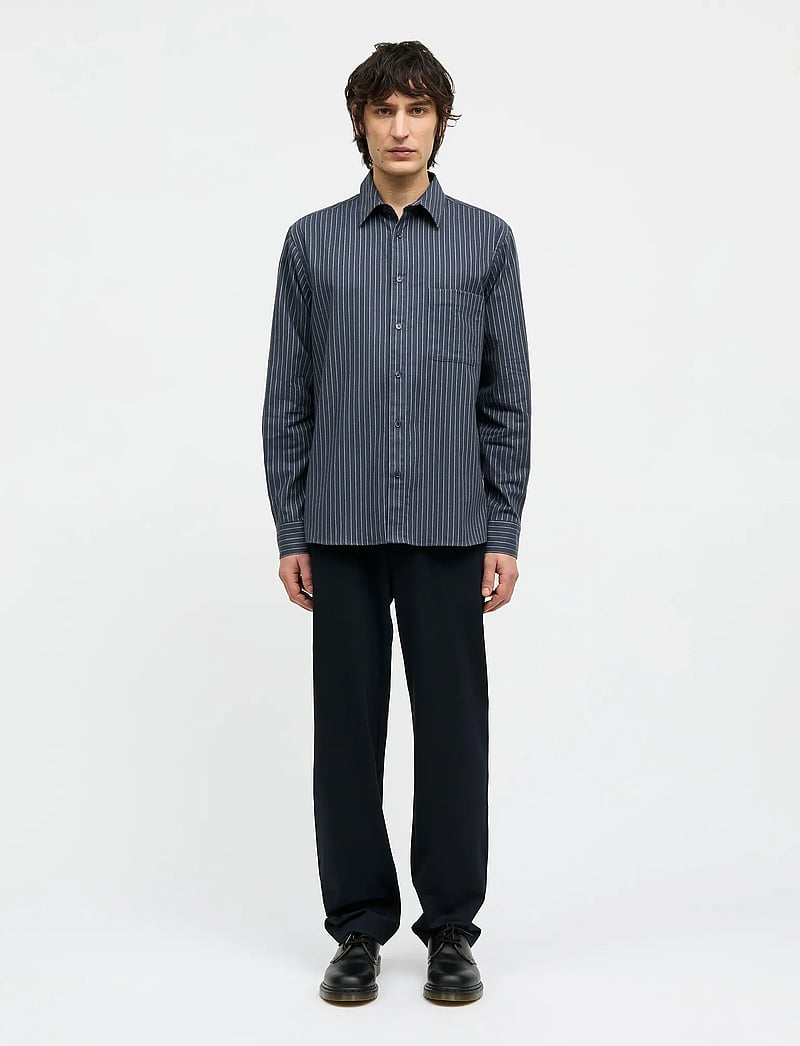 Mads Nørgaard - Cotton Flannel Stripe Sune Shirt - flannel-skjorter - parisian night stripe - 0