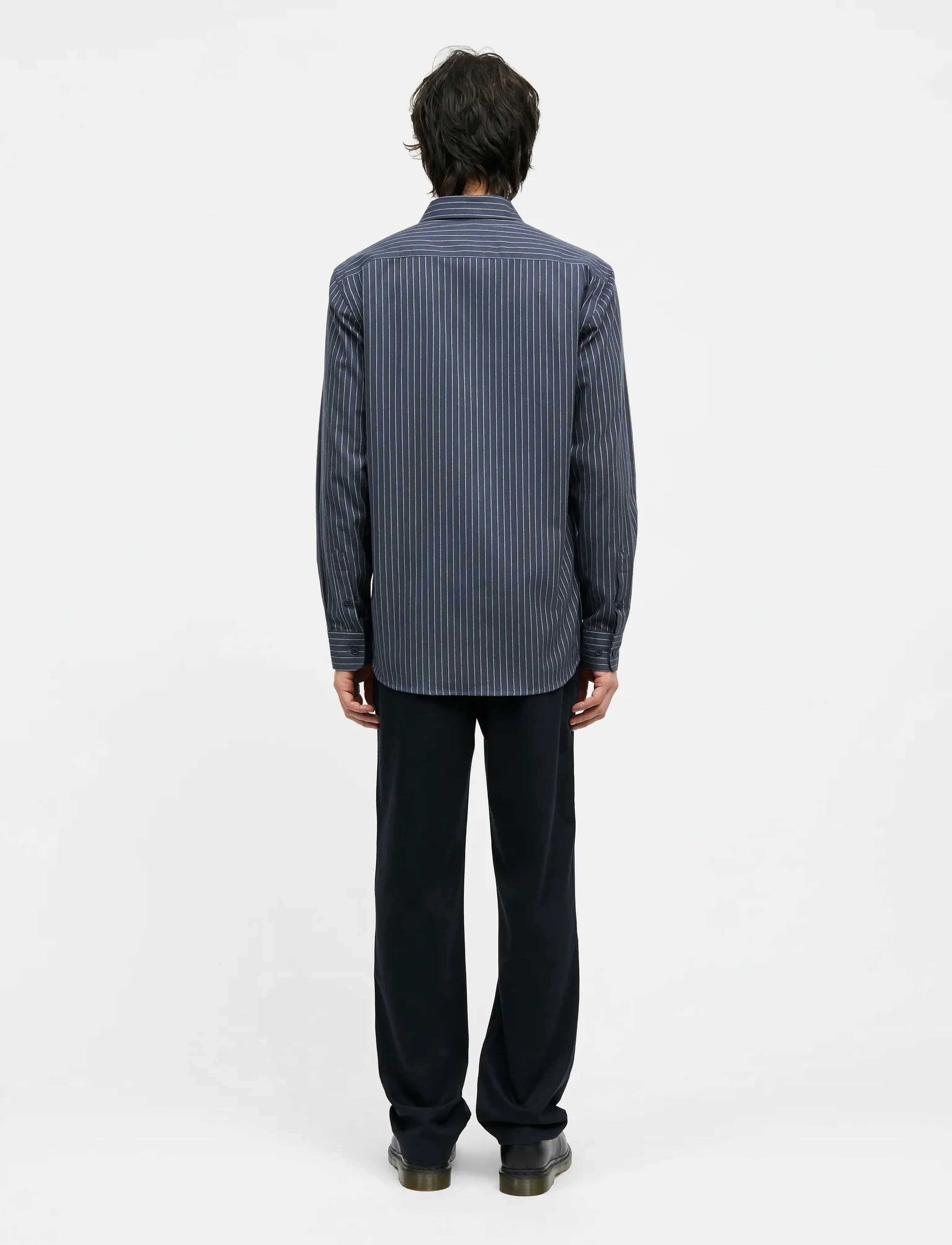 Mads Nørgaard - Cotton Flannel Stripe Sune Shirt - flanellsärgid - parisian night stripe - 2