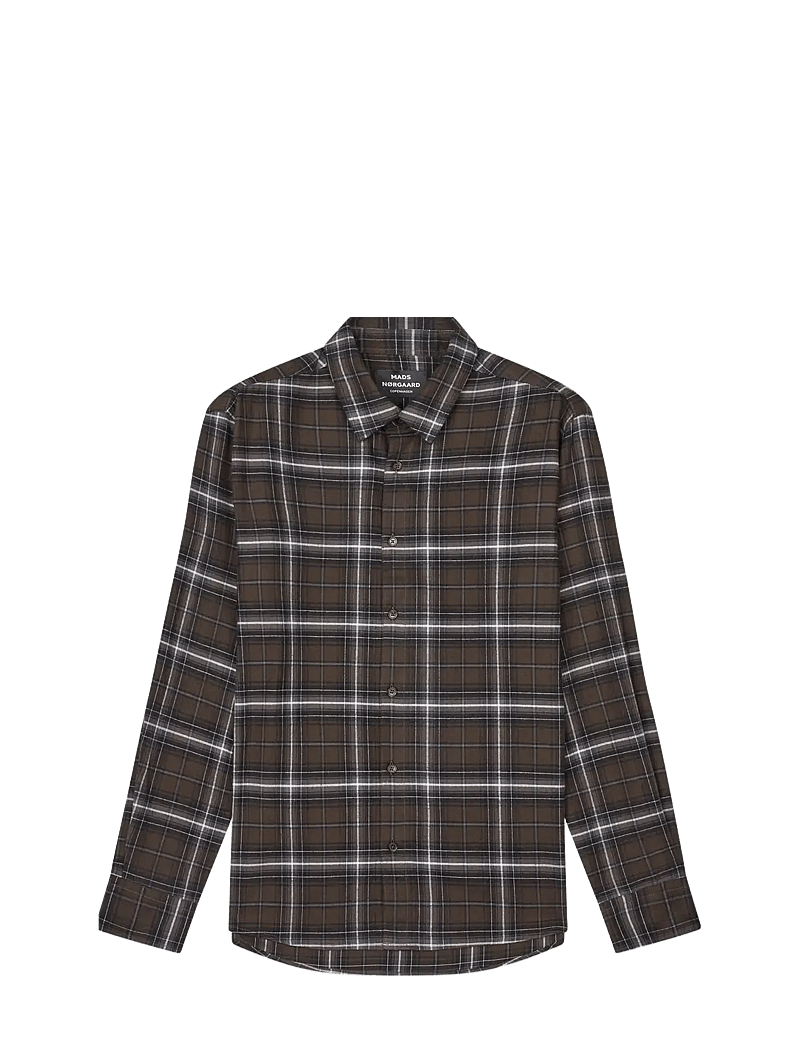 Mads Nørgaard - Cotton Flannel Check Sune Shirt - flaneļa krekli - demitasse check - 1