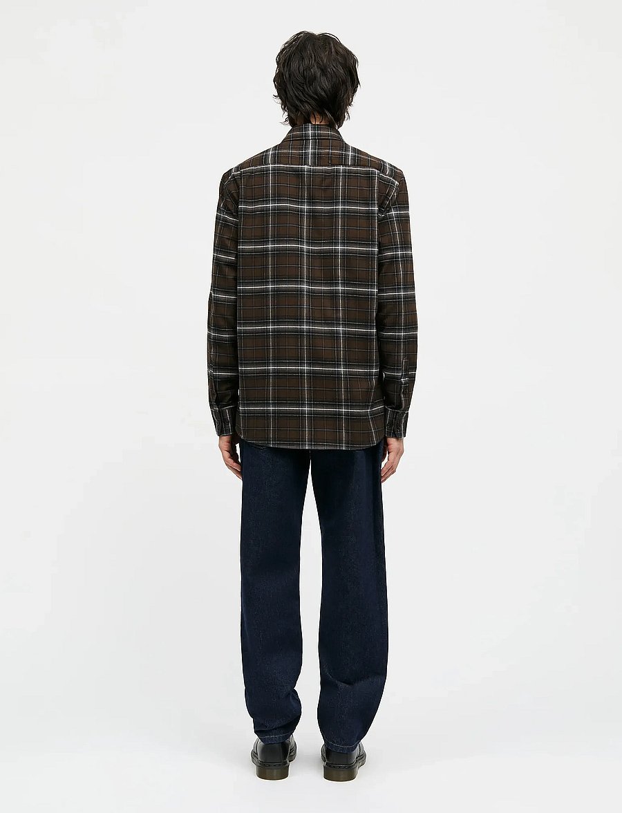 Mads Nørgaard - Cotton Flannel Check Sune Shirt - flaneļa krekli - demitasse check - 2