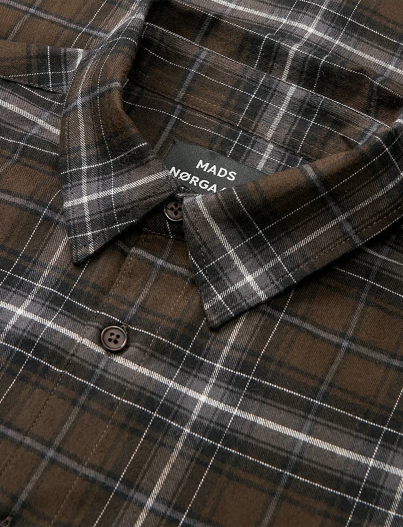 Mads Nørgaard - Cotton Flannel Check Sune Shirt - flaneļa krekli - demitasse check - 3