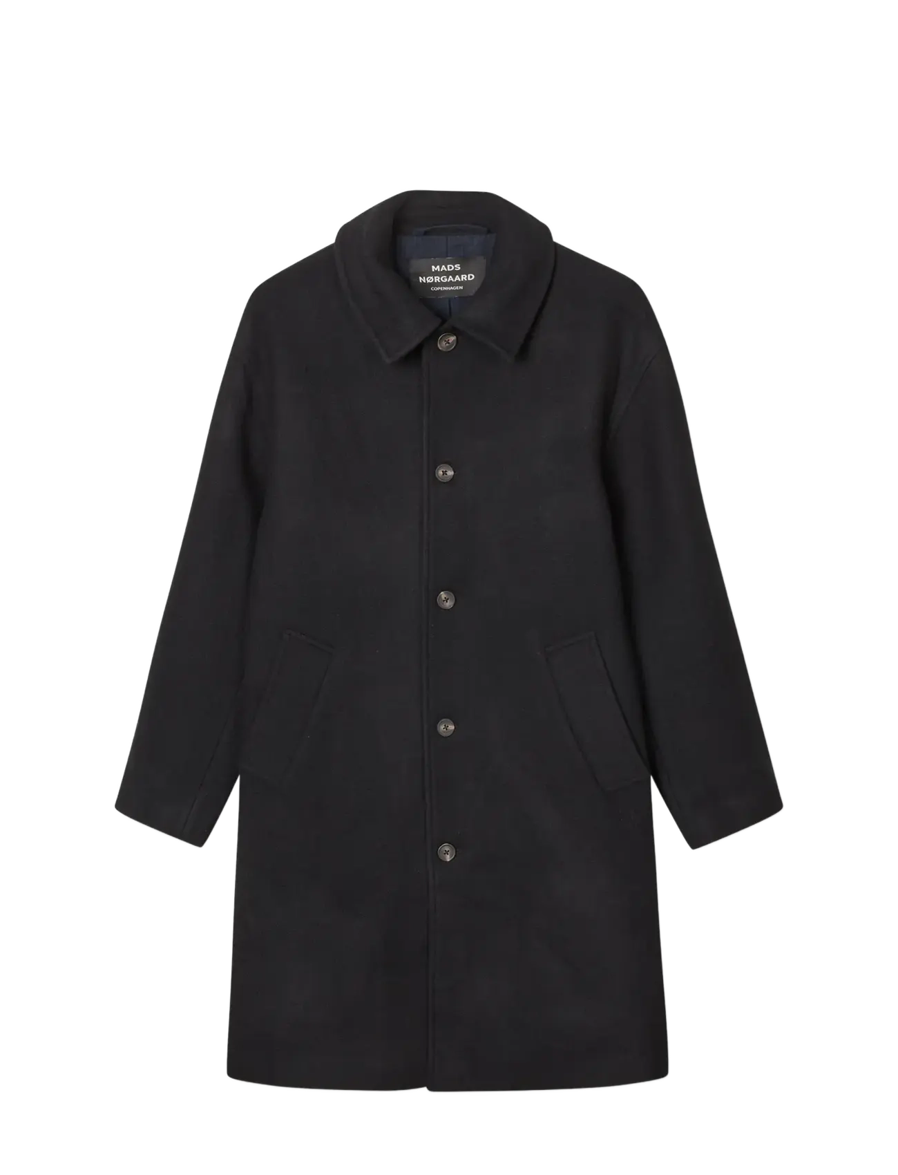 Compact Wool Curtis Coat - BLACK