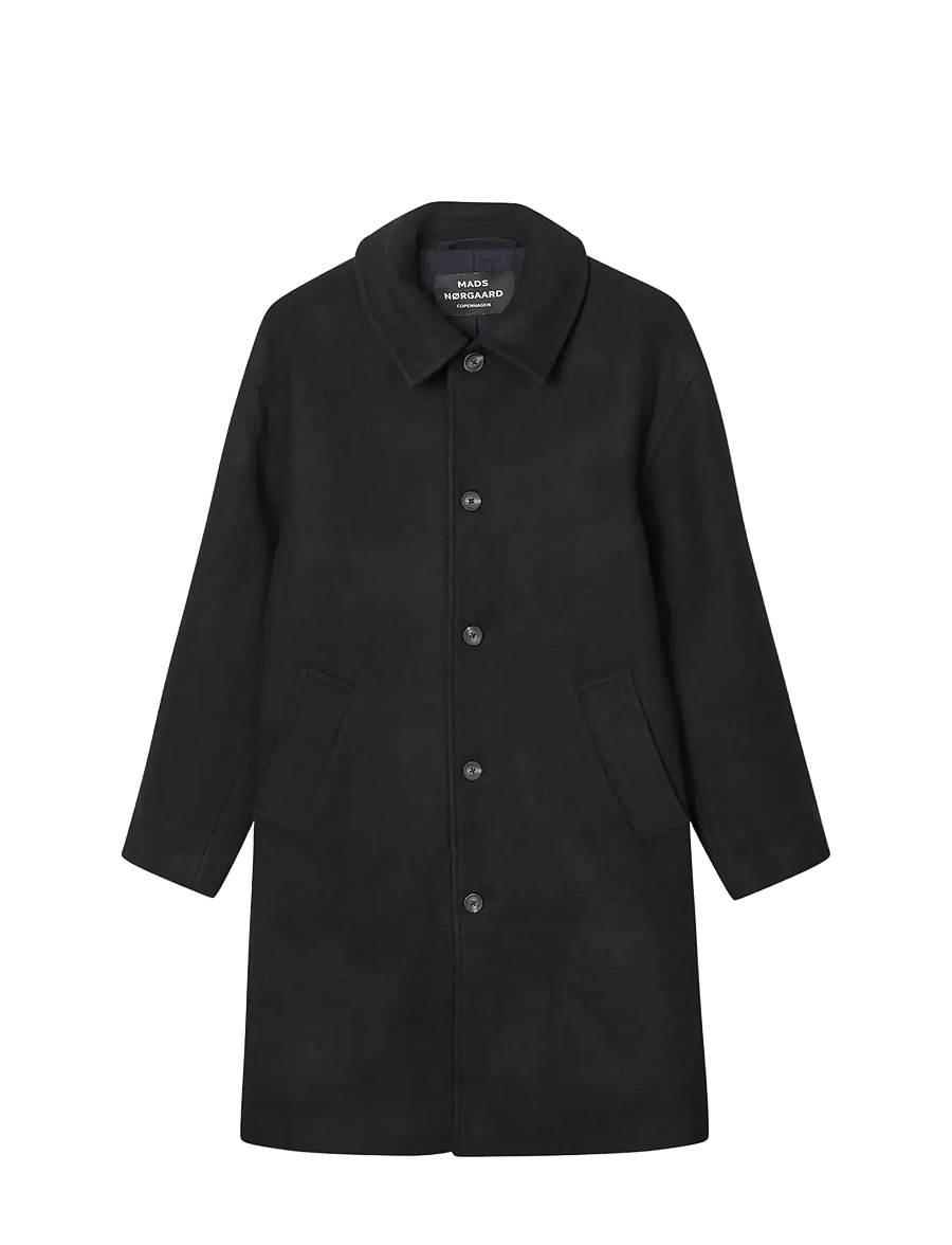Mads Nørgaard - Compact Wool Curtis Coat - wełniane płaszcze - black - 1