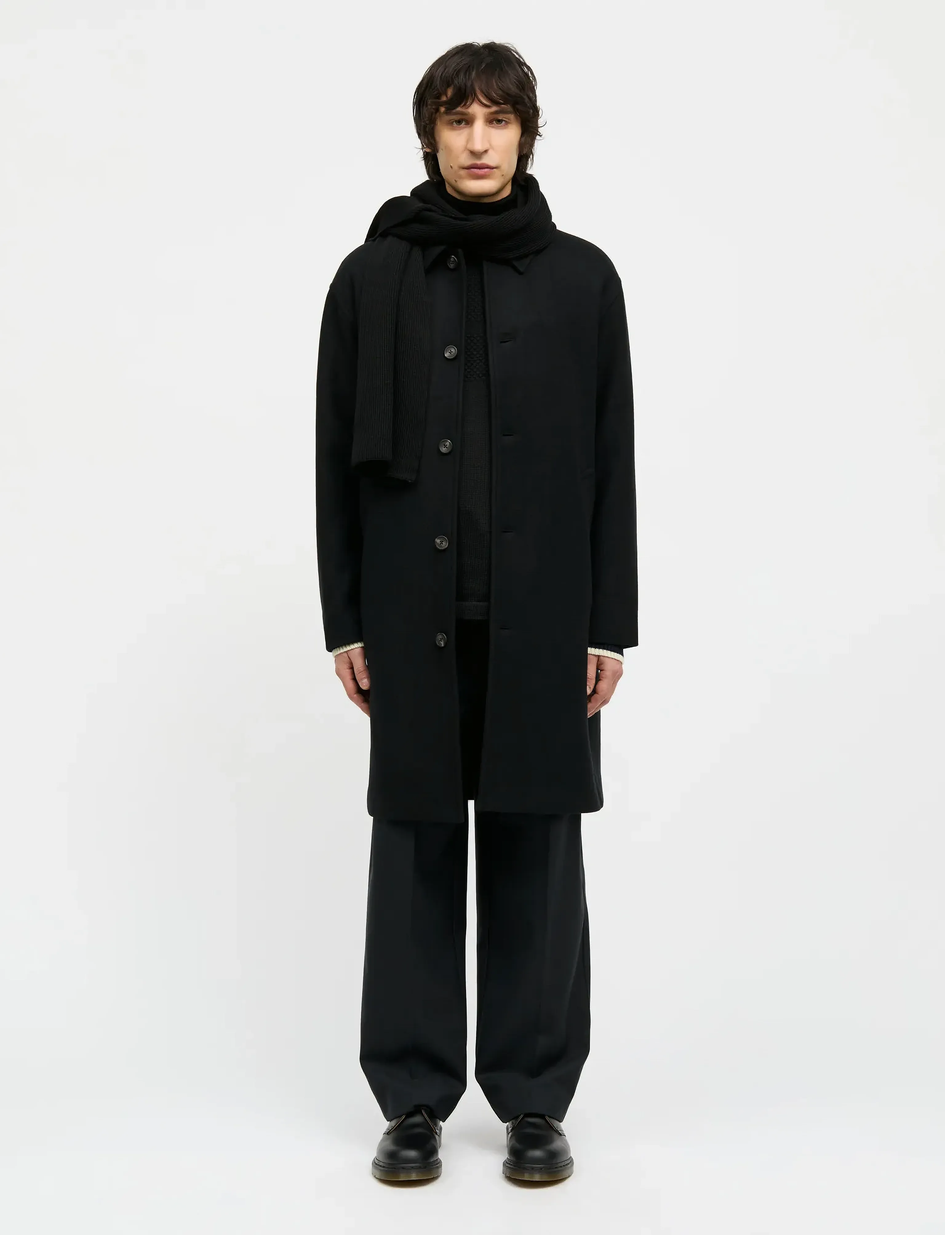 Mads Nørgaard Compact Wool Curtis Coat, 52, Coats, Schwarz - Männerswear