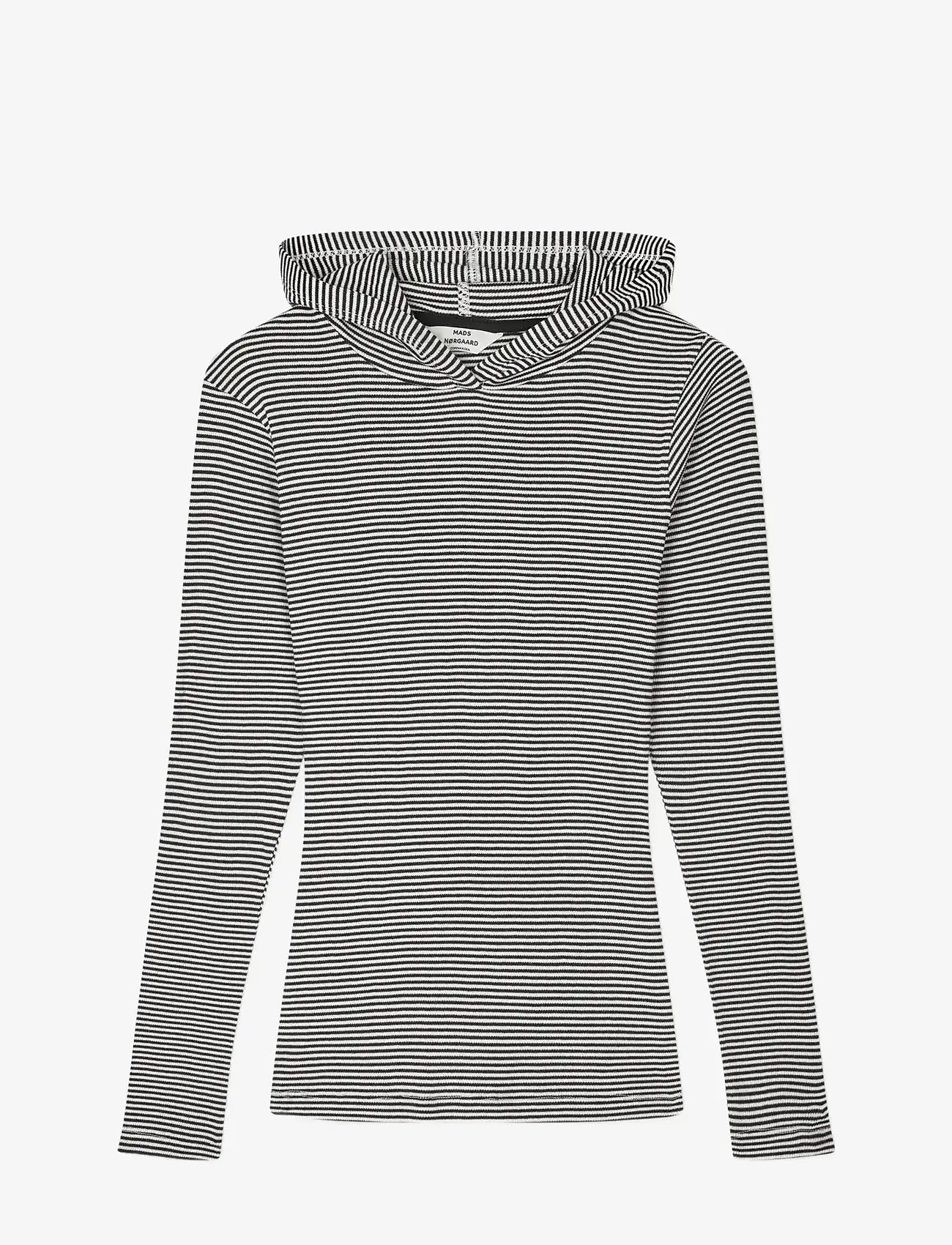 Mads Nørgaard - 2x2 Cotton Stripe Tilla Hood - kapuzenpullover - black/vanilla ice - 1
