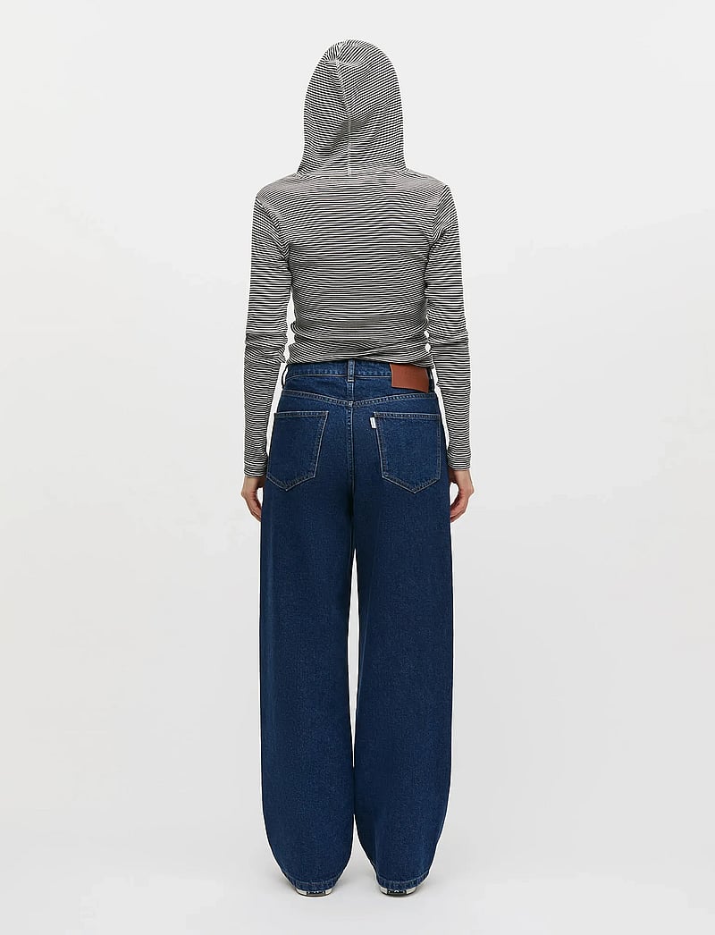 Mads Nørgaard - 2x2 Cotton Stripe Tilla Hood - kapuzenpullover - black/vanilla ice - 2