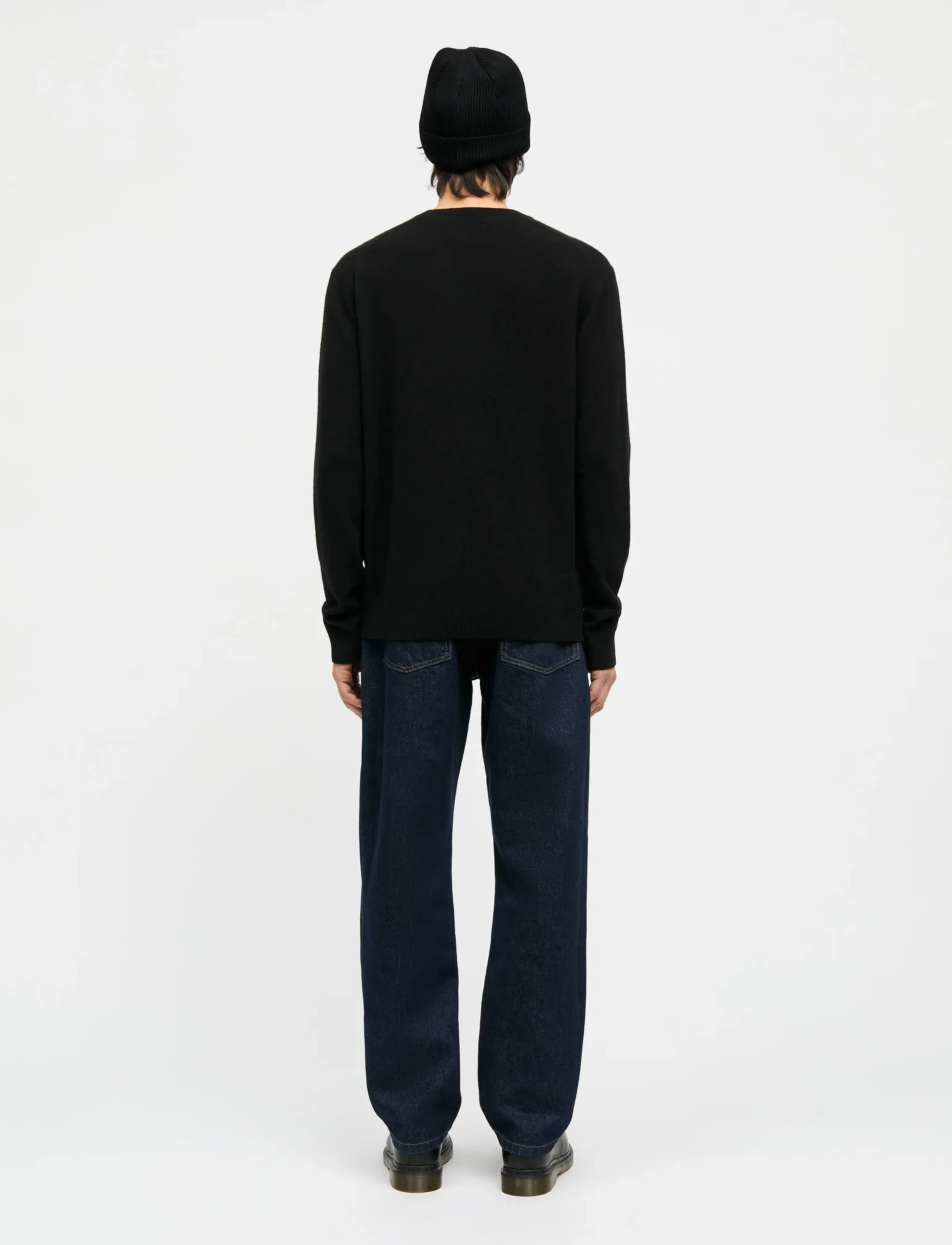 Mads Nørgaard - Super Wool Karsten Knit - rundhalsad - black - 2