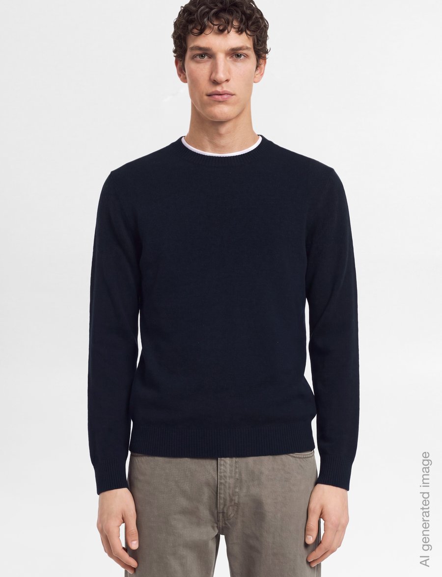 Mads Nørgaard - Super Wool Karsten Knit - rund hals - sky captain - 3