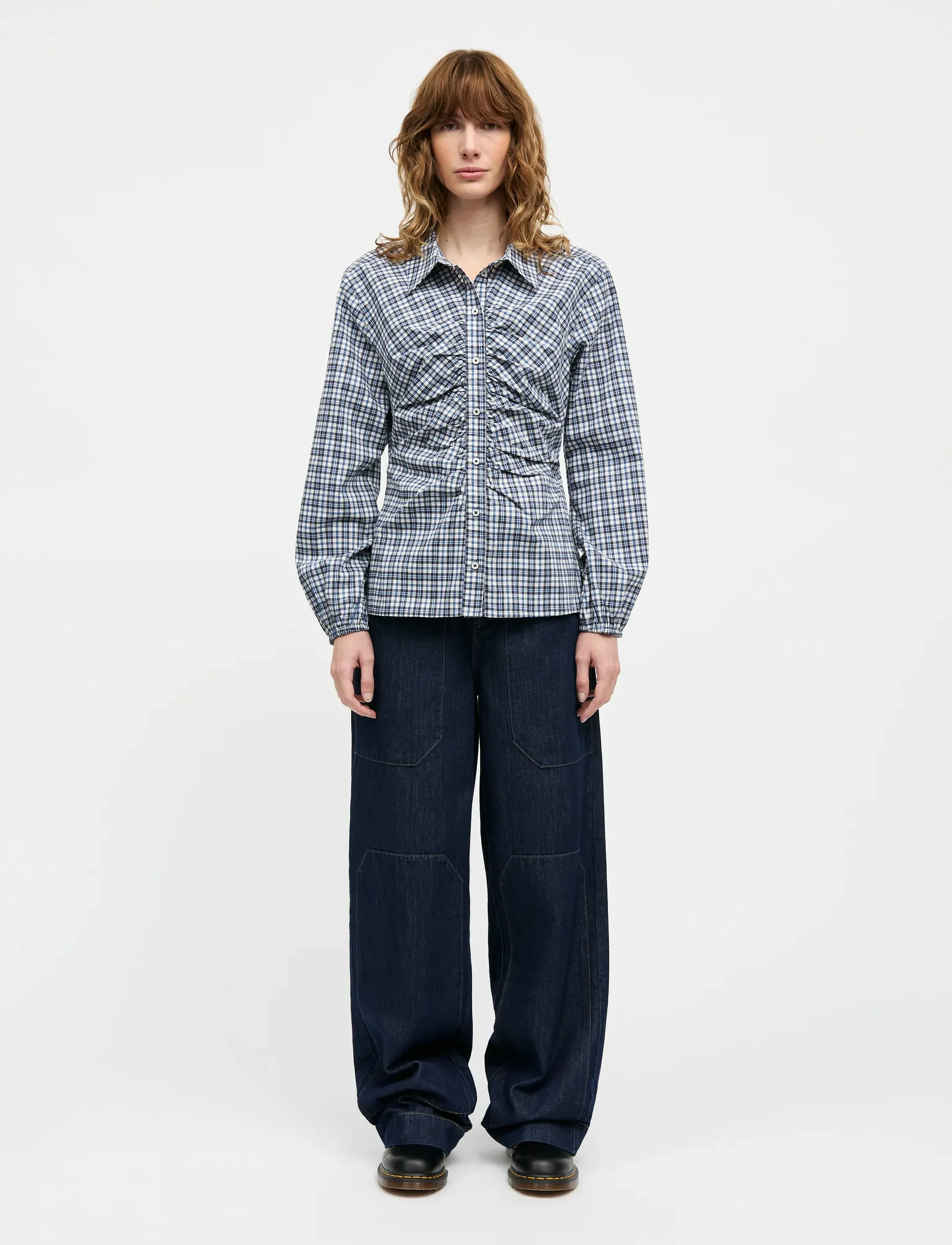 Mads Nørgaard Poplinda Clara Shirt - Hemden - PARISIAN NIGHT CHECK / blue