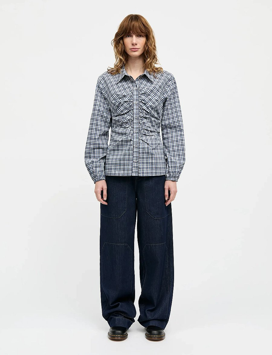 Mads Nørgaard - Poplinda Clara Shirt - langärmlige hemden - parisian night check - 0
