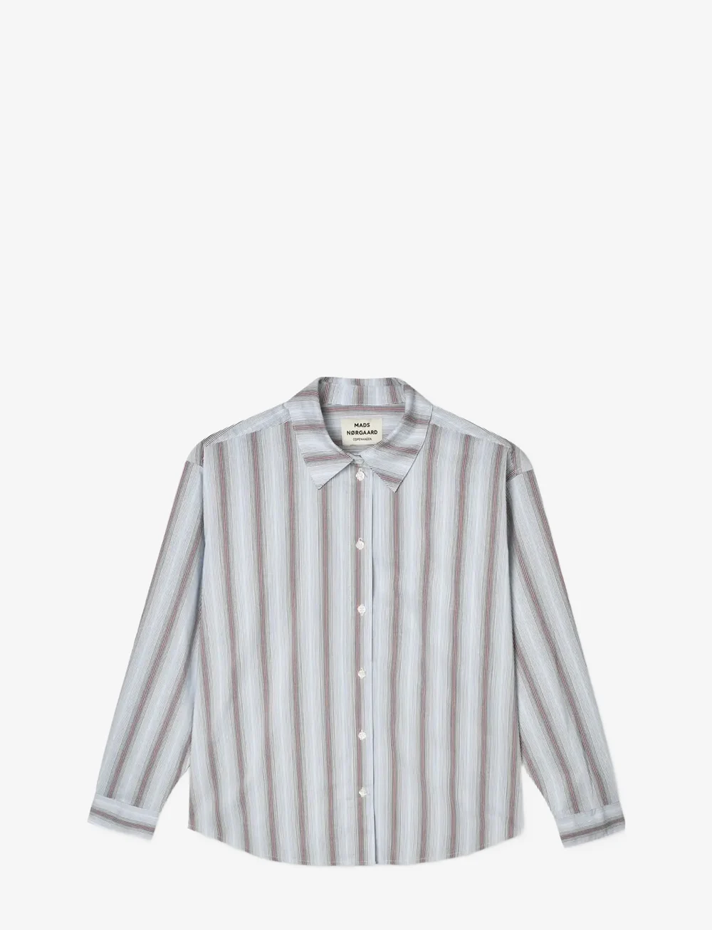 Mads Nørgaard - Poplinda Crelly Shirt - langærmede skjorter - shadow pinstripe/winery - 1