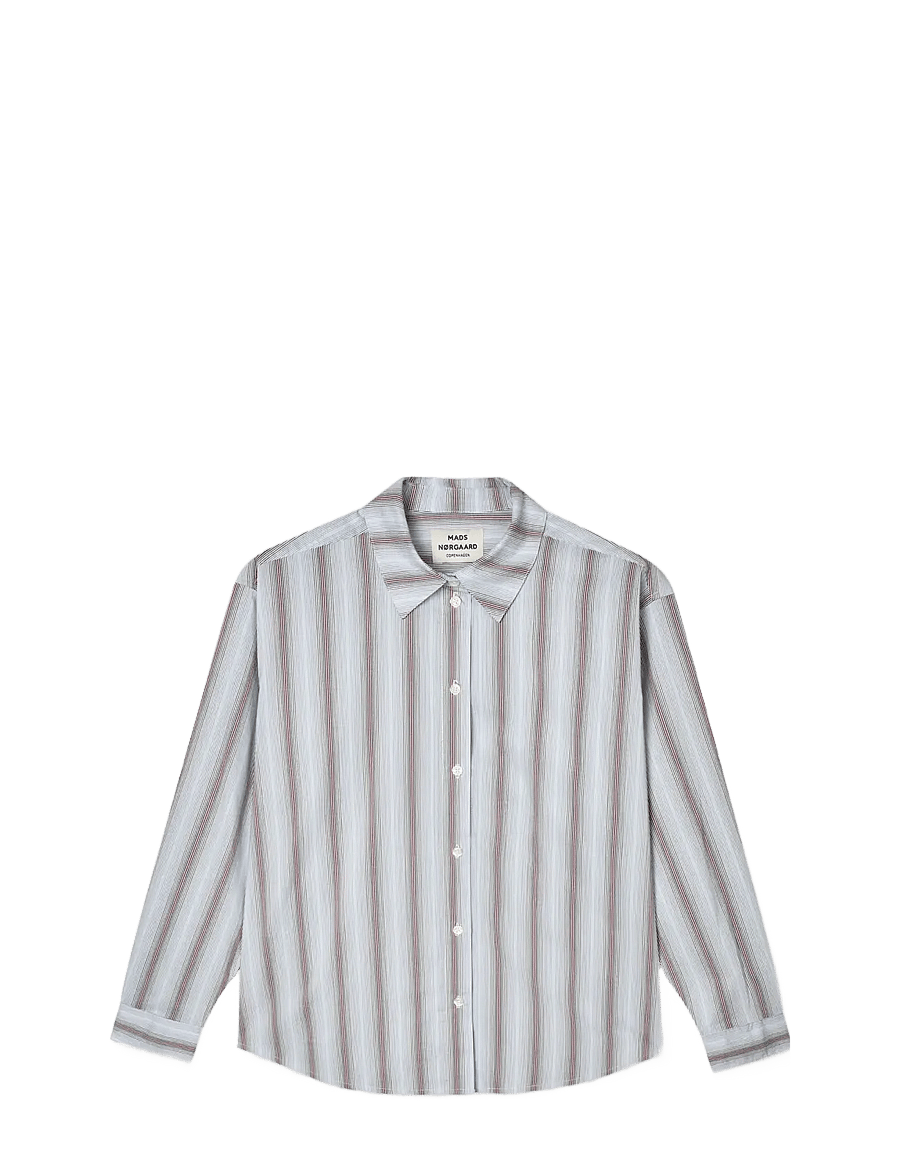 Mads Nørgaard - Poplinda Crelly Shirt - overhemden met lange mouwen - shadow pinstripe/winery - 1