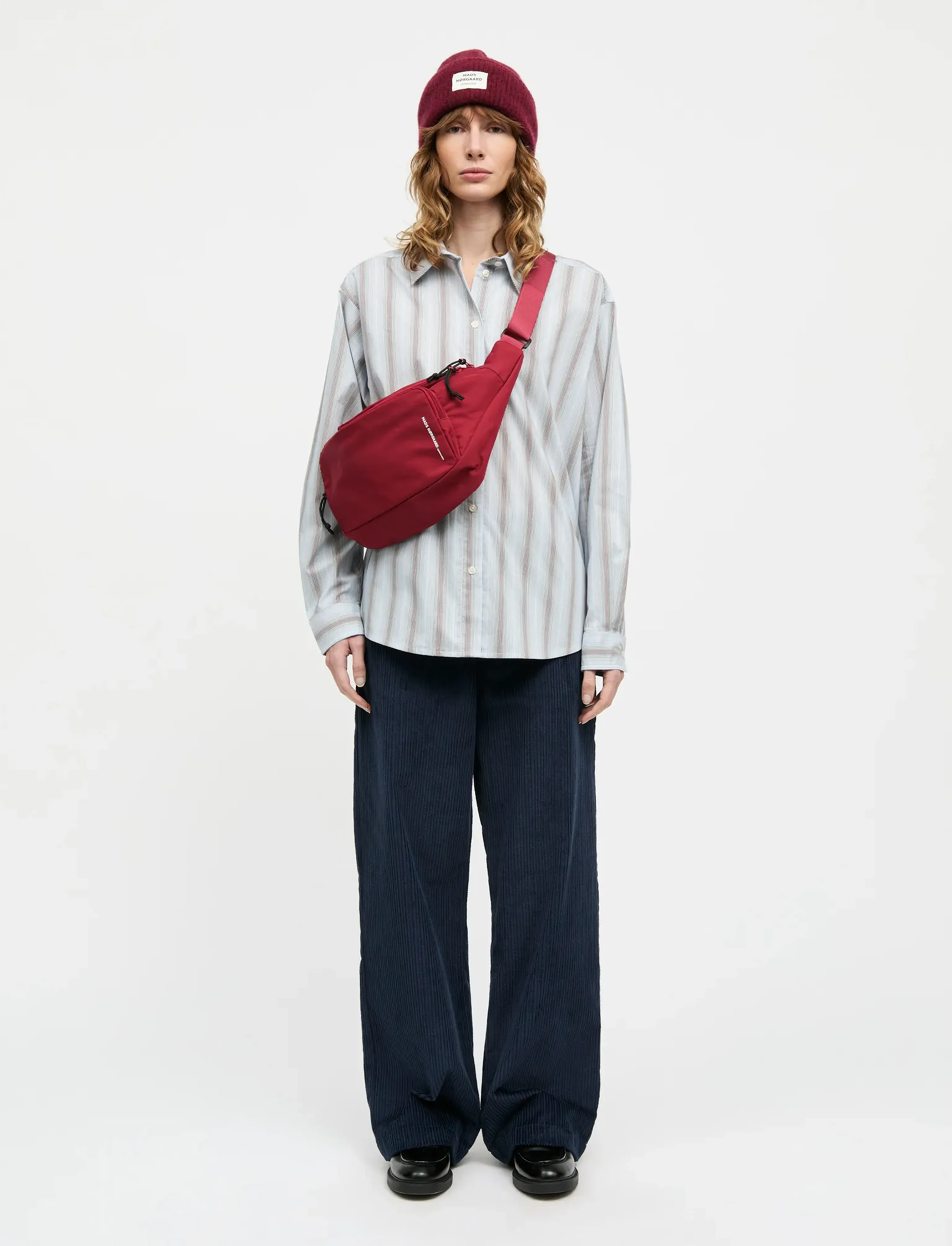 Mads Nørgaard Poplinda Crelly Shirt - Hemden - SHADOW PINSTRIPE/WINERY / blue