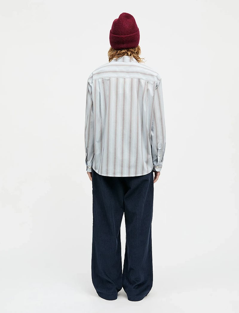 Mads Nørgaard - Poplinda Crelly Shirt - marškiniai ilgomis rankovėmis - shadow pinstripe/winery - 2