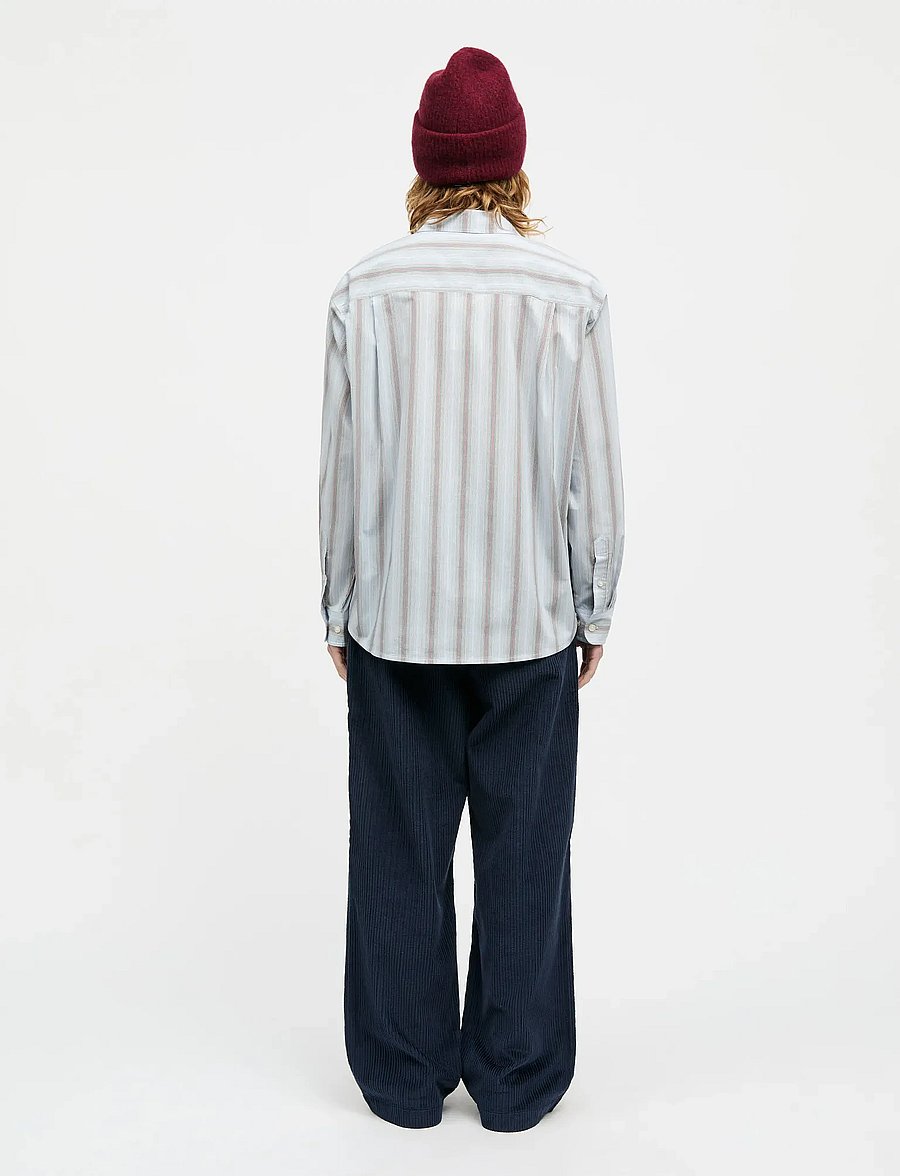 Mads Nørgaard - Poplinda Crelly Shirt - langærmede skjorter - shadow pinstripe/winery - 2