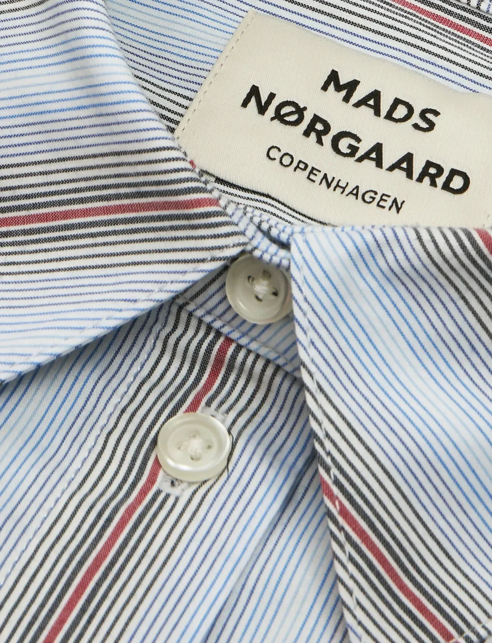 Mads Nørgaard - Poplinda Crelly Shirt - langærmede skjorter - shadow pinstripe/winery - 3
