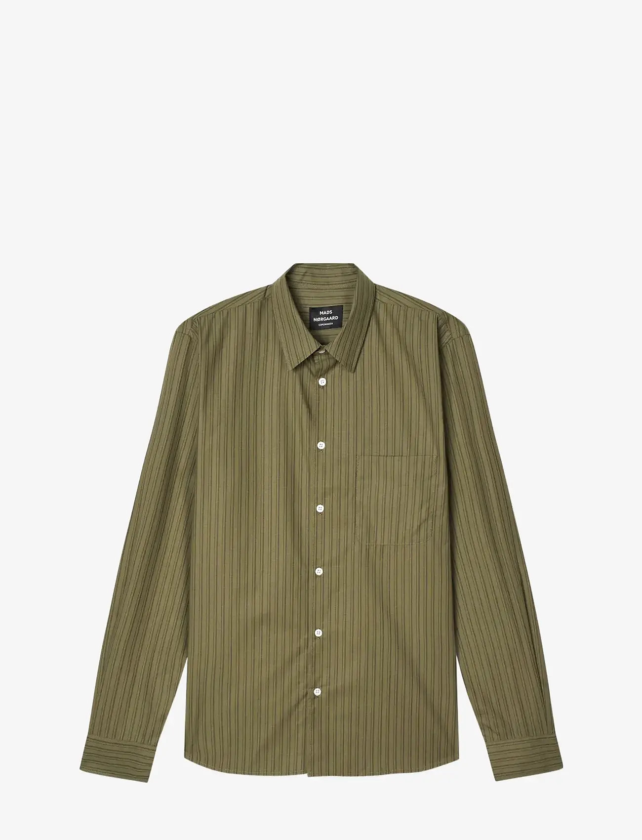 Mads Nørgaard - Prime Cotton Poplin Sune Shirt - stribede skjorter - four leaf clover/black stripe - 0