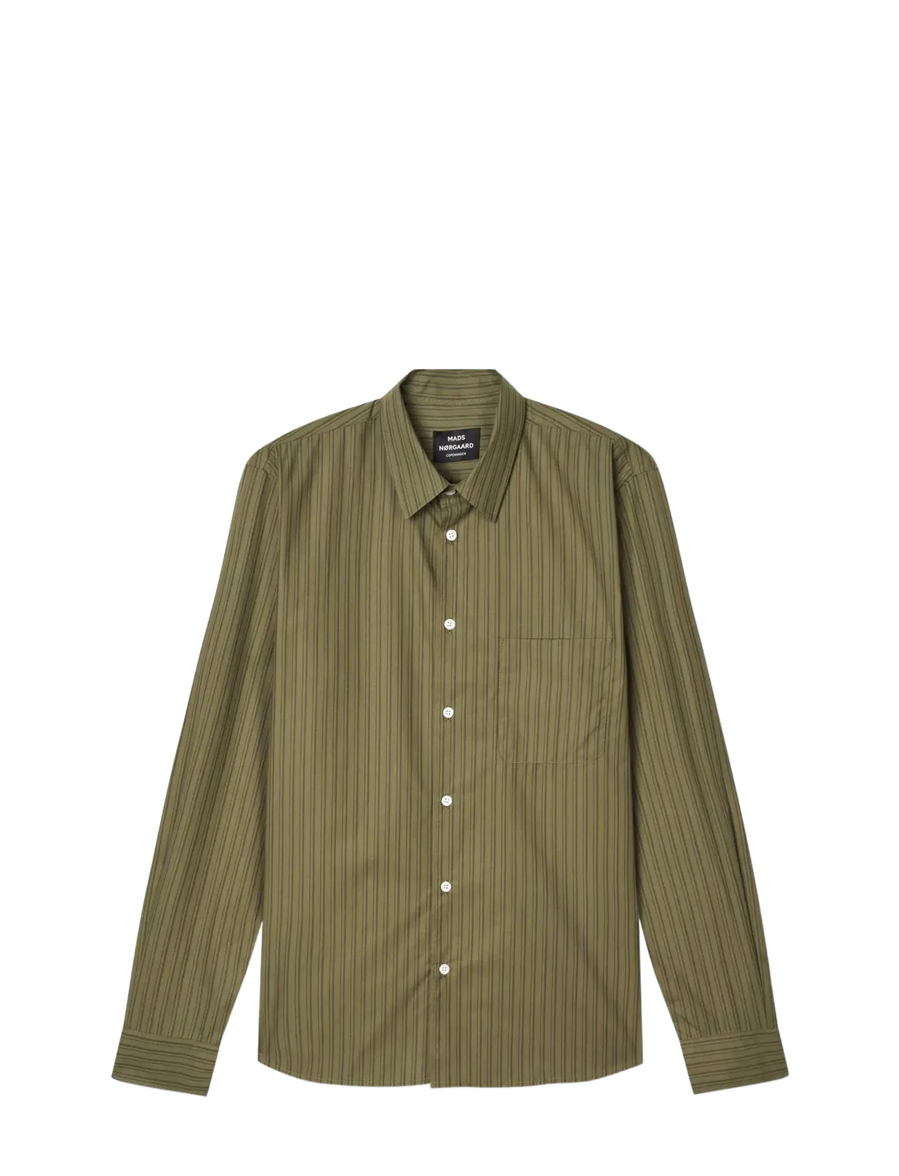 Mads Nørgaard - Prime Cotton Poplin Sune Shirt - strīpaini krekli - four leaf clover/black stripe - 0