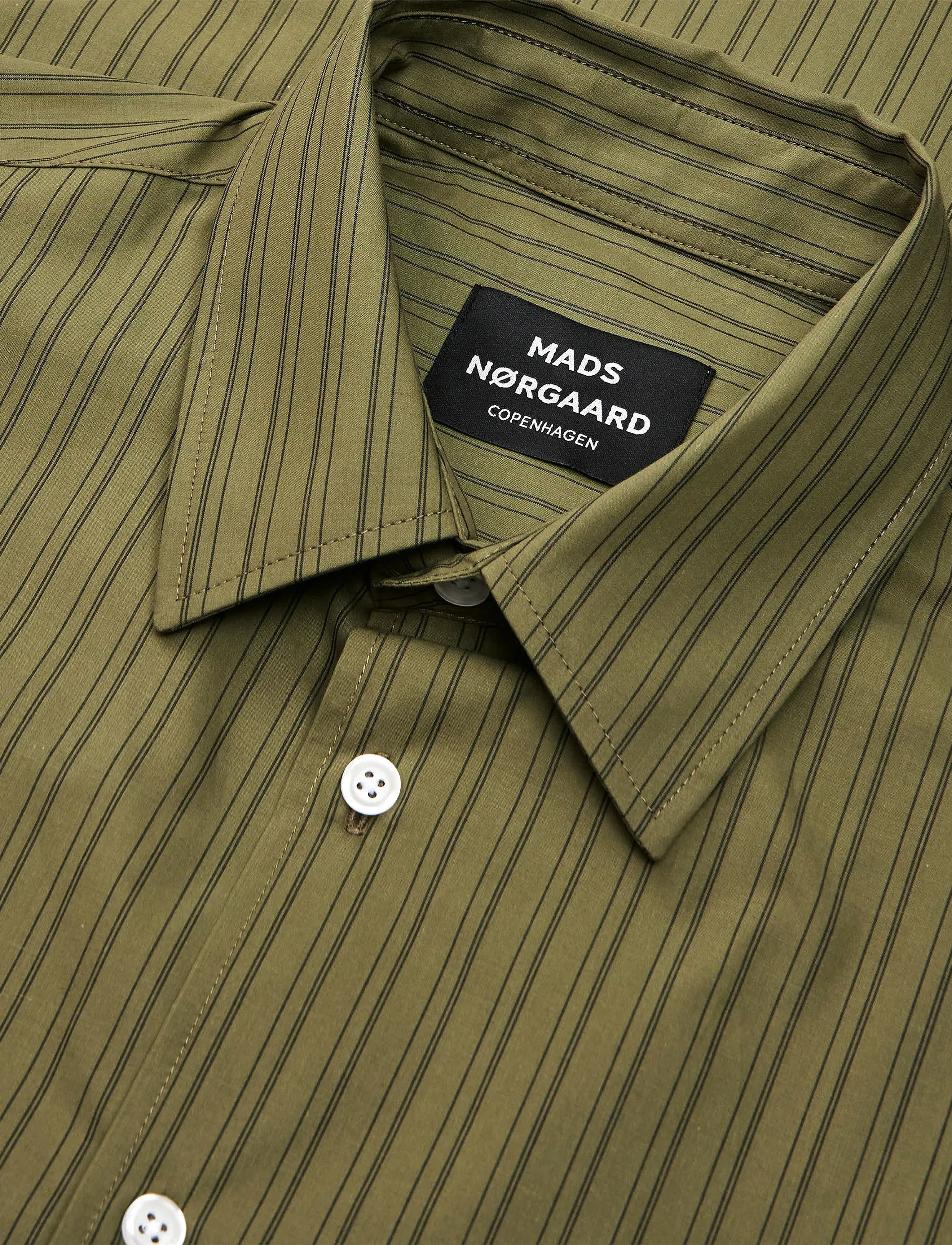 Mads Nørgaard - Prime Cotton Poplin Sune Shirt - strīpaini krekli - four leaf clover/black stripe - 1