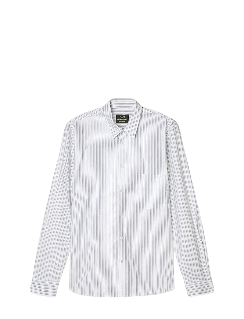 Mads Nørgaard - Prime Cotton Poplin Sune Shirt - triibulised särgid - white/asphalt stripe - 1