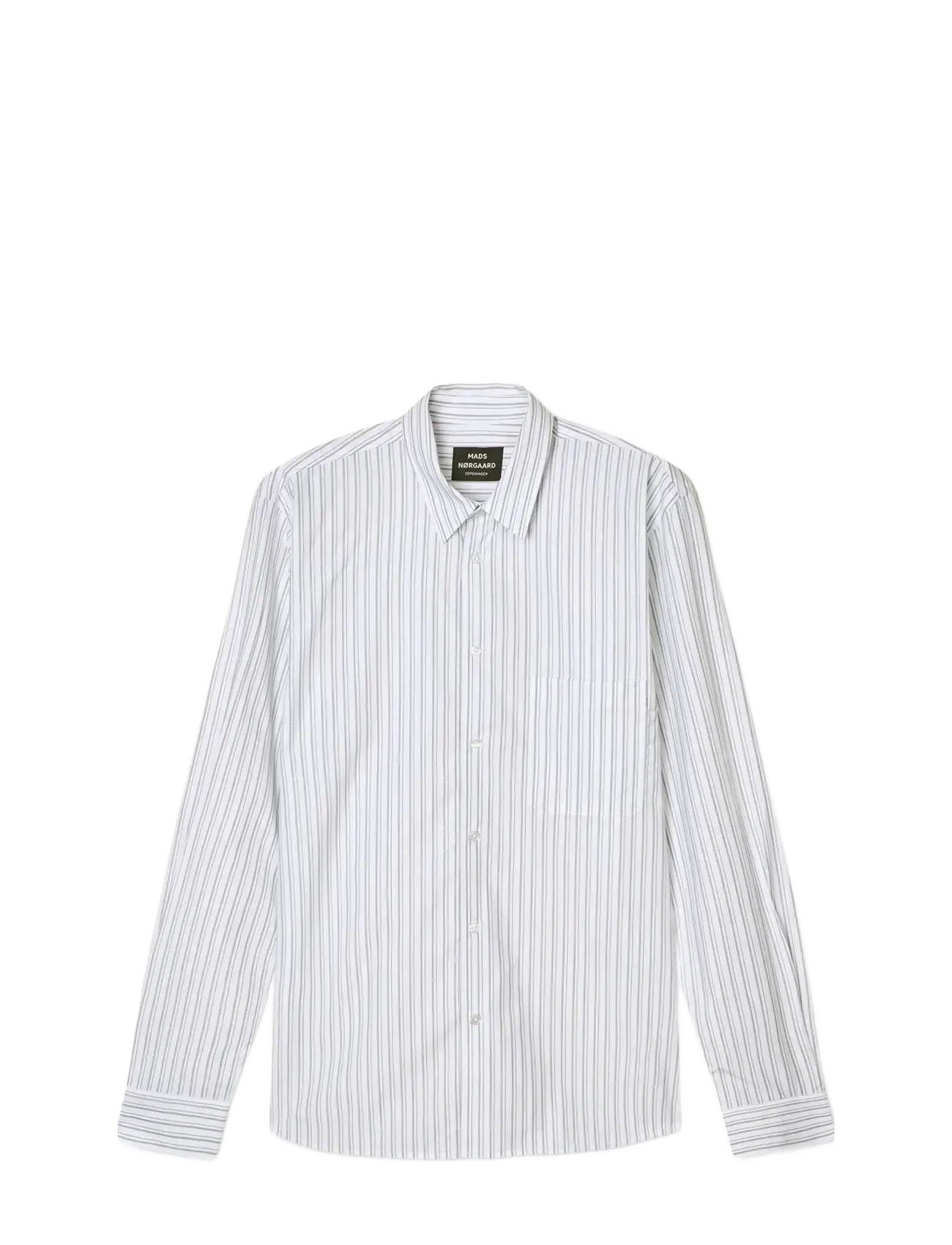 Mads Nørgaard Prime Cotton Poplin Sune Shirt - Tøj - WHITE/ASPHALT STRIPE / white