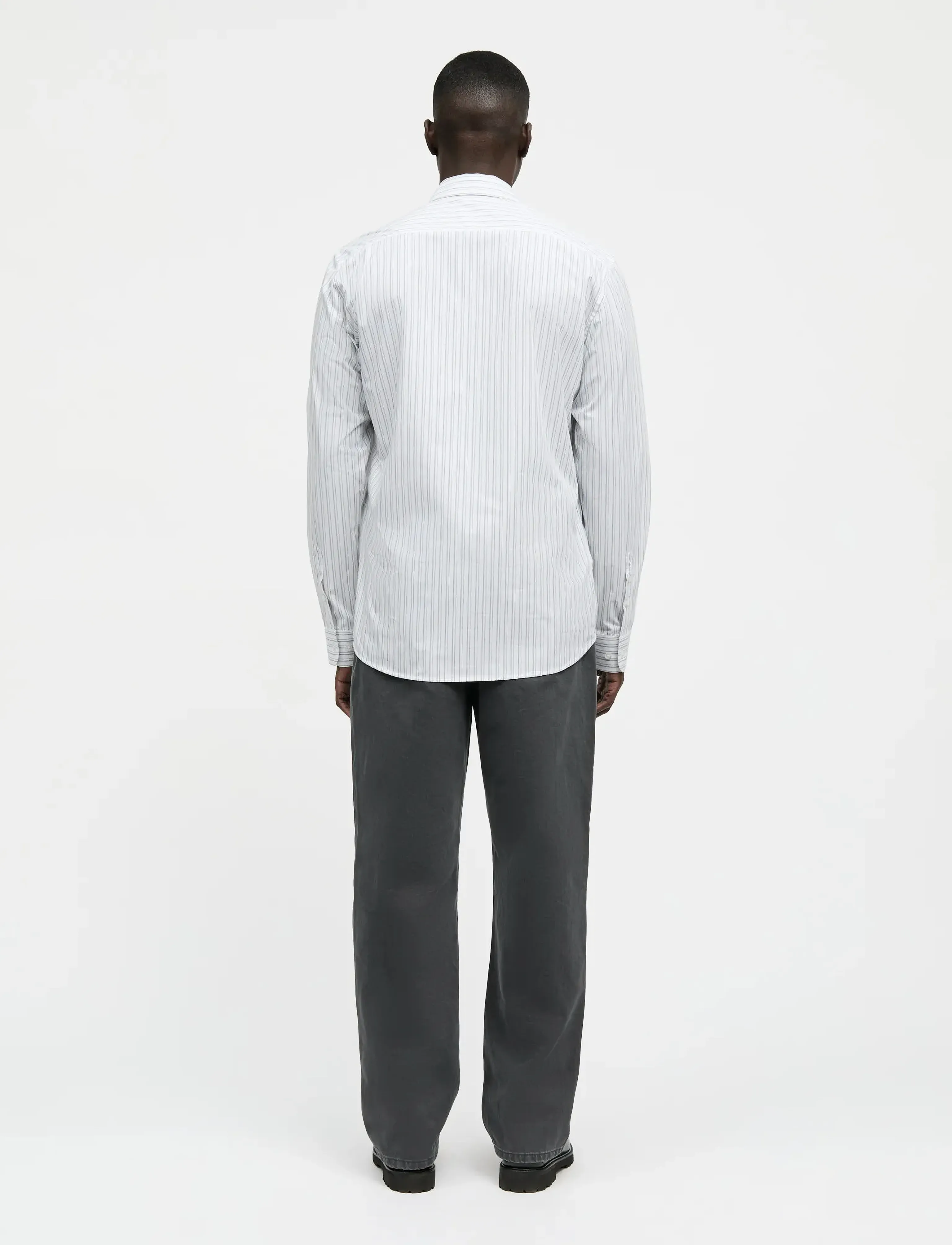 Mads Nørgaard - Prime Cotton Poplin Sune Shirt - stribede skjorter - white/asphalt stripe - 2