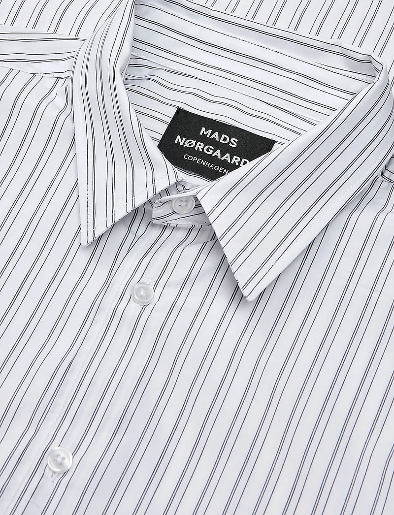 Mads Nørgaard - Prime Cotton Poplin Sune Shirt - triibulised särgid - white/asphalt stripe - 3