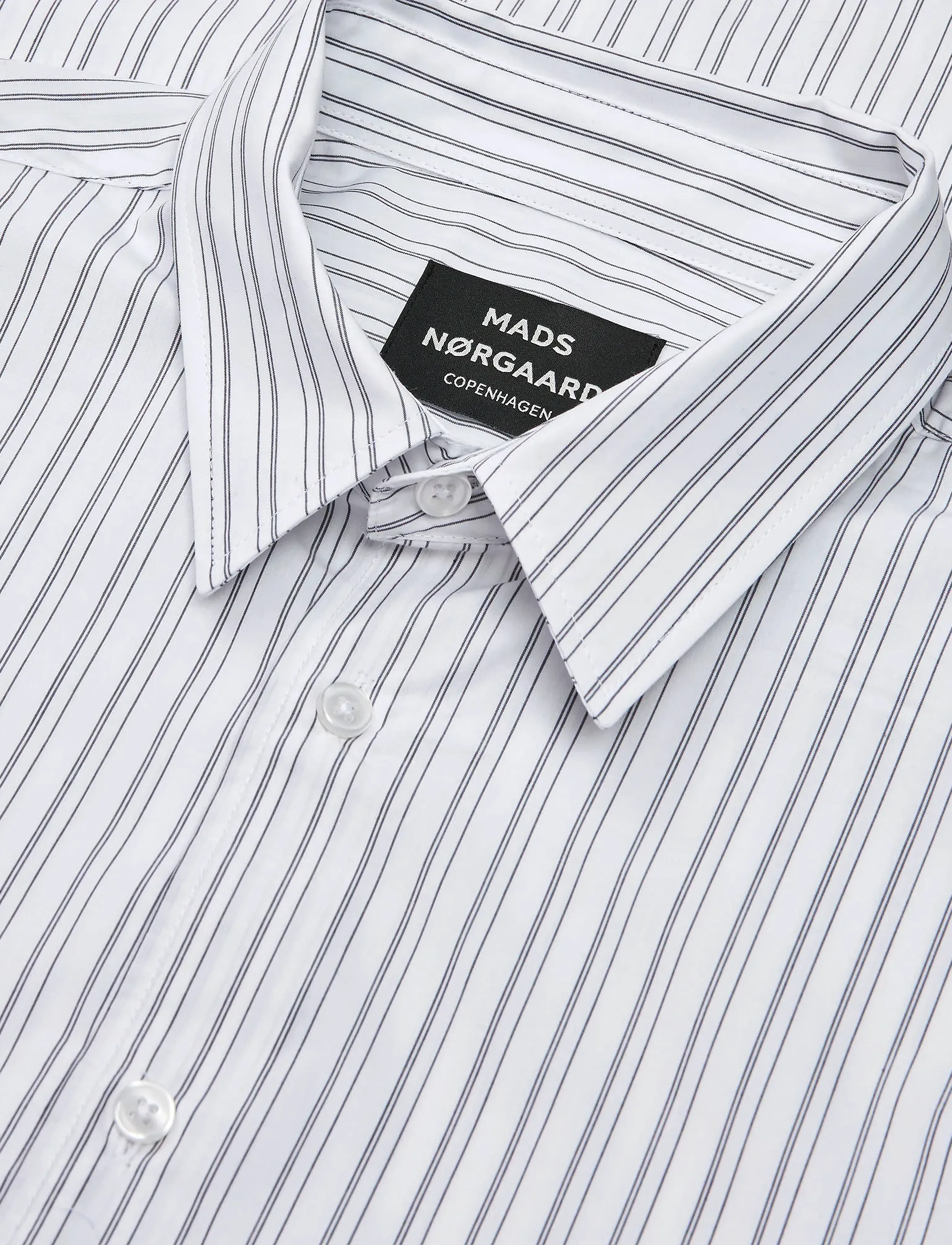 Mads Nørgaard - Prime Cotton Poplin Sune Shirt - stribede skjorter - white/asphalt stripe - 3