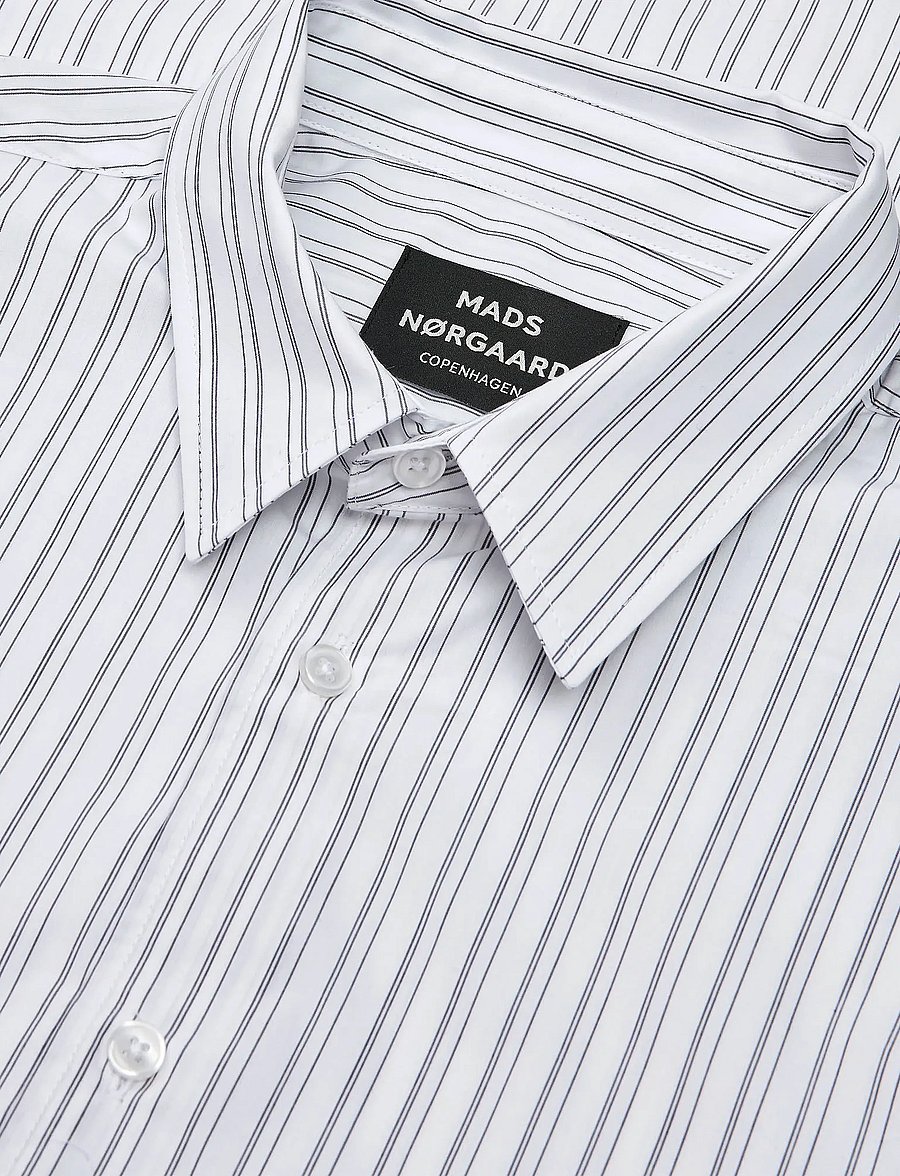 Mads Nørgaard - Prime Cotton Poplin Sune Shirt - svītraini krekli - white/asphalt stripe - 3