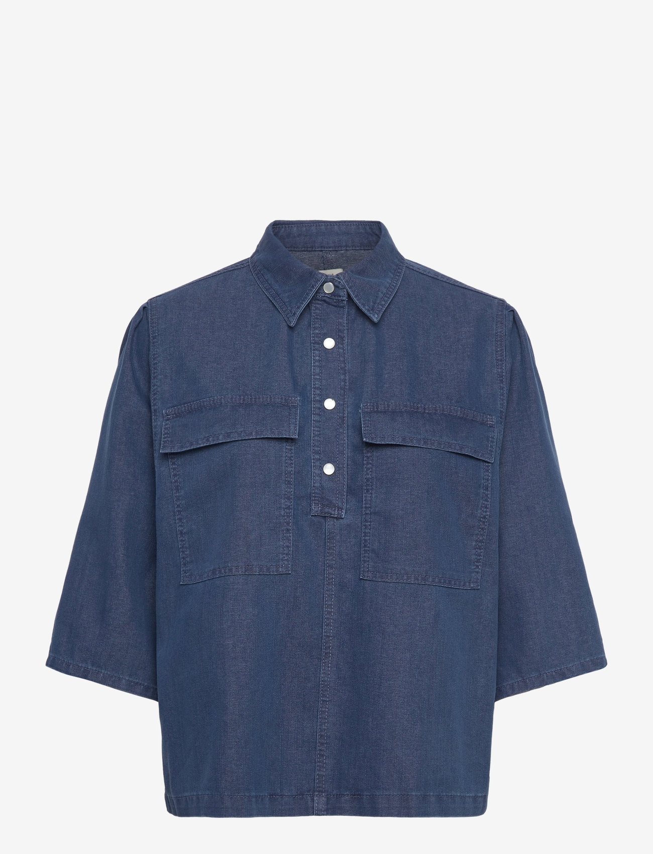 Mads Nørgaard - Soft Denim Hera Shirt - teksasärgid - sargasso sea - 0