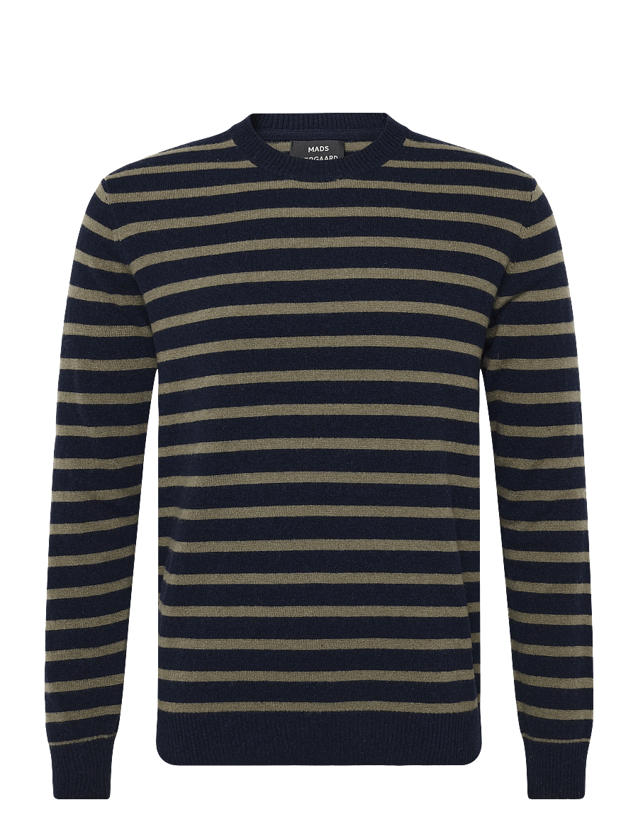 Mads Nørgaard - Super Wool Karsten Stripe Knit - Ümara kaelusega - sky captain/overland trek - 0