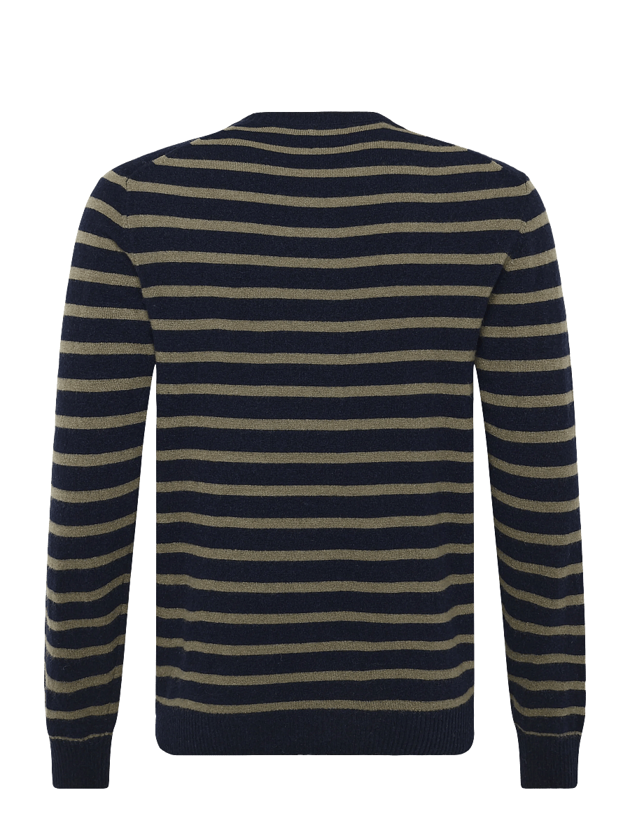 Mads Nørgaard - Super Wool Karsten Stripe Knit - Ümara kaelusega - sky captain/overland trek - 1