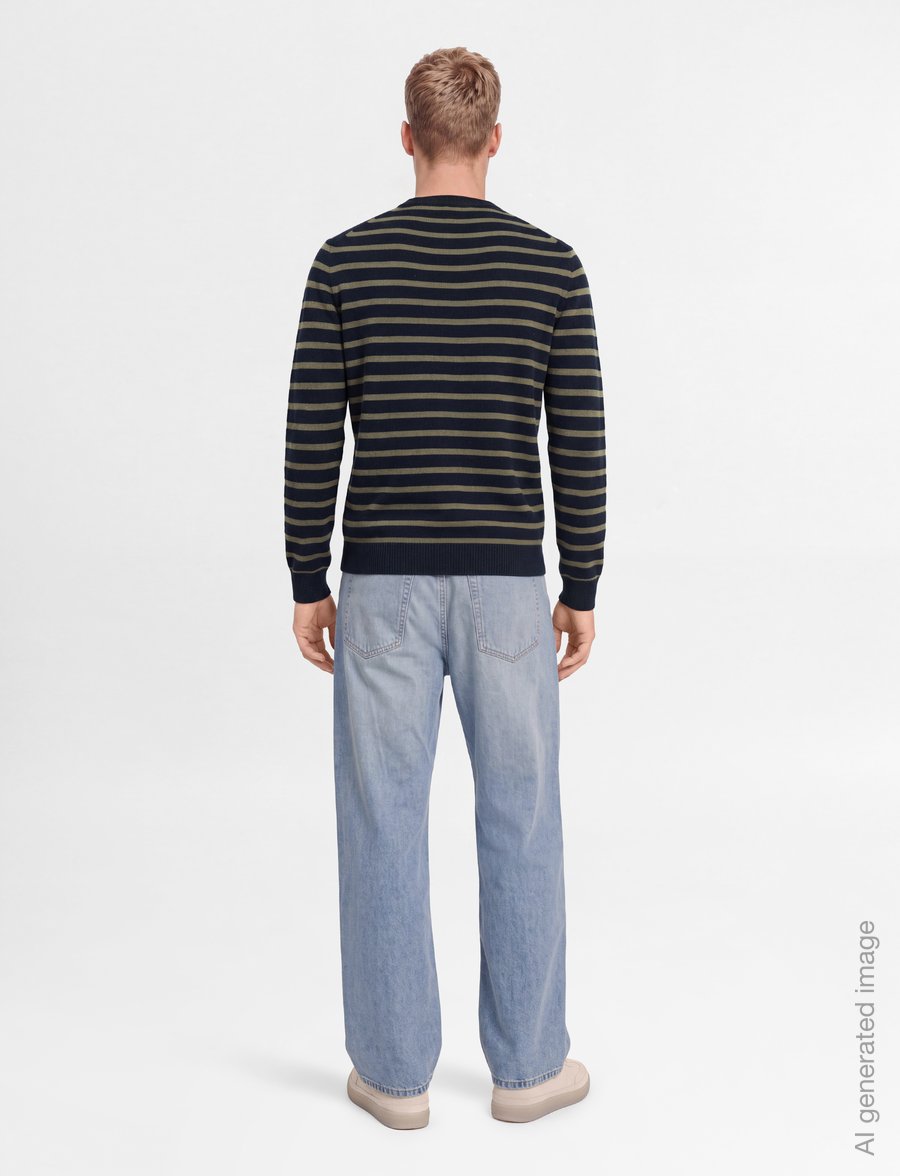 Mads Nørgaard - Super Wool Karsten Stripe Knit - rundhals - sky captain/overland trek - 4