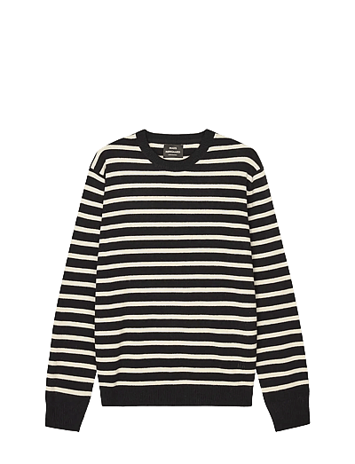 Mads Nørgaard Super Wool Karsten Stripe Knit - Clothing - BLACK/RAINY DAY / multi