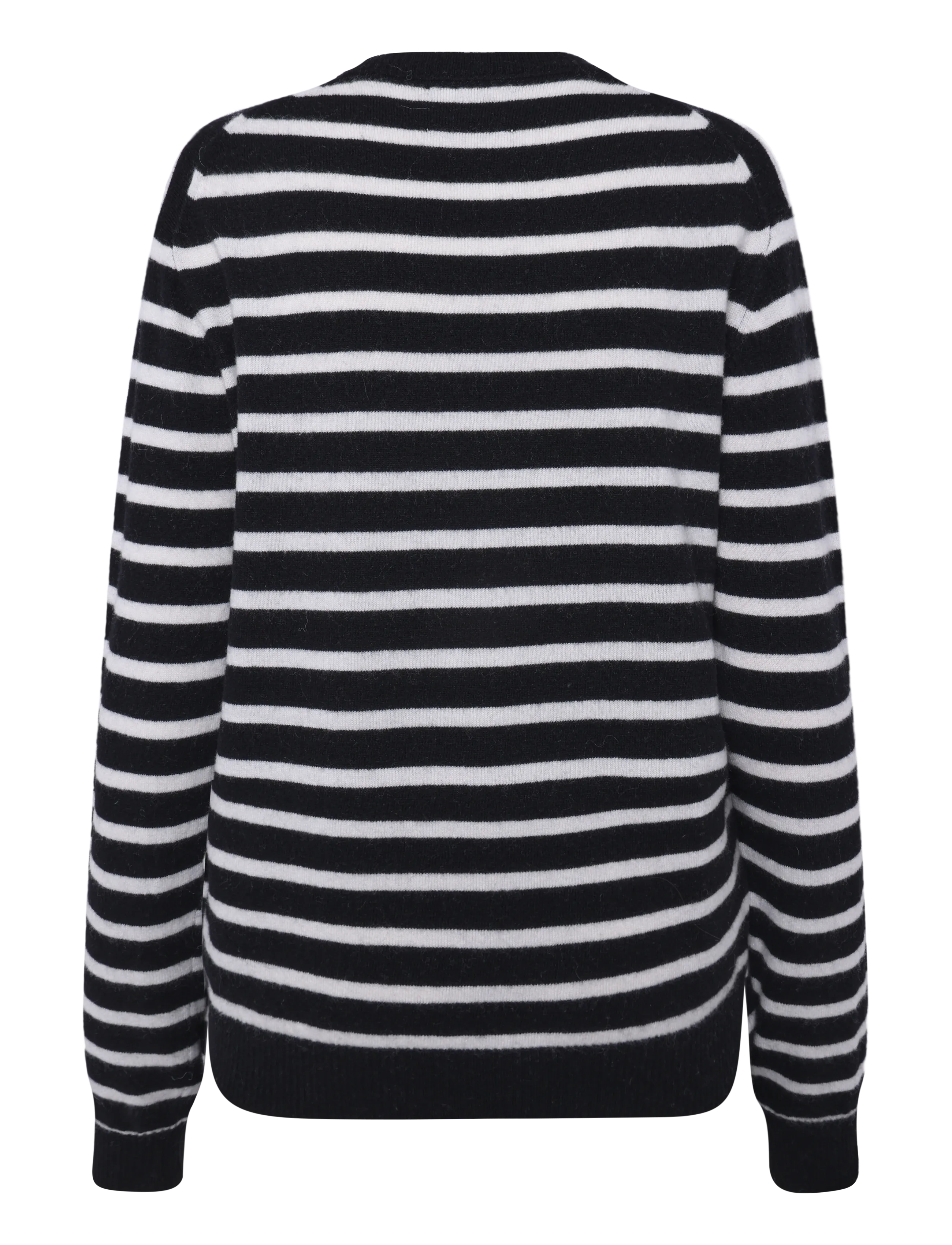 Mads Nørgaard - Super Wool Karsten Stripe Knit - Ümara kaelusega - black/vanilla ice - 1