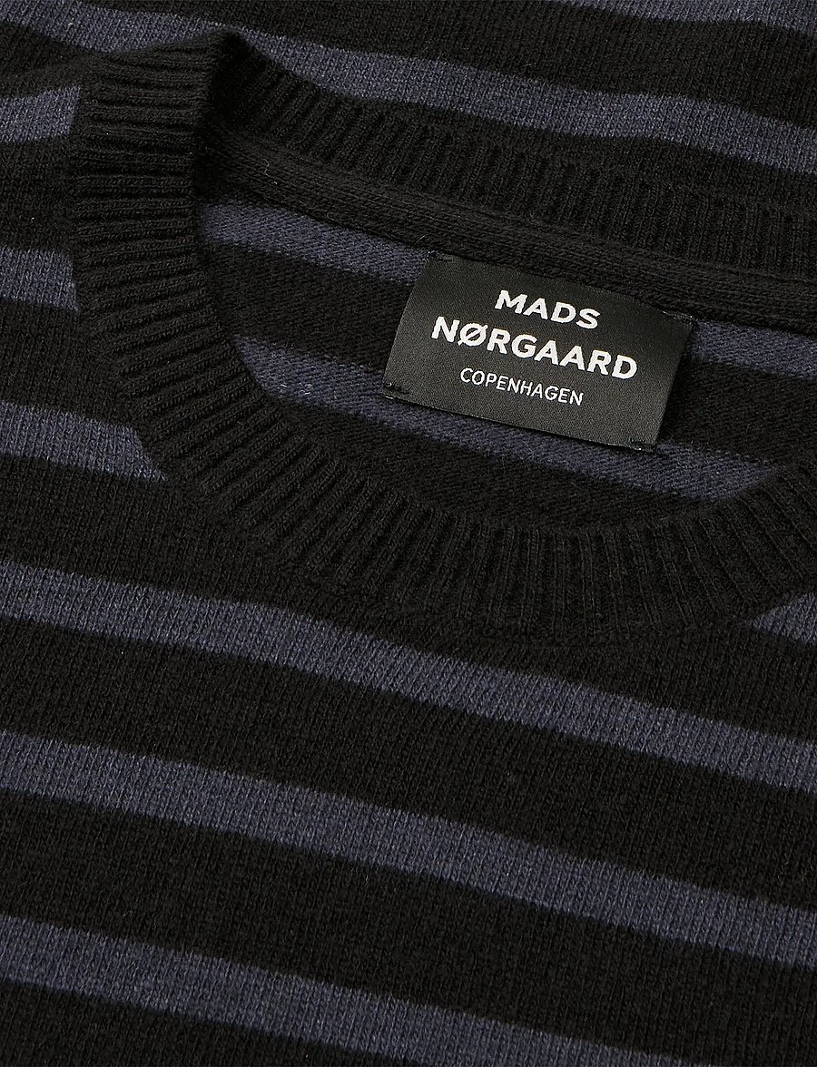 Mads Nørgaard - Super Wool Karsten Stripe Knit - rundhals - parisian night/black - 3
