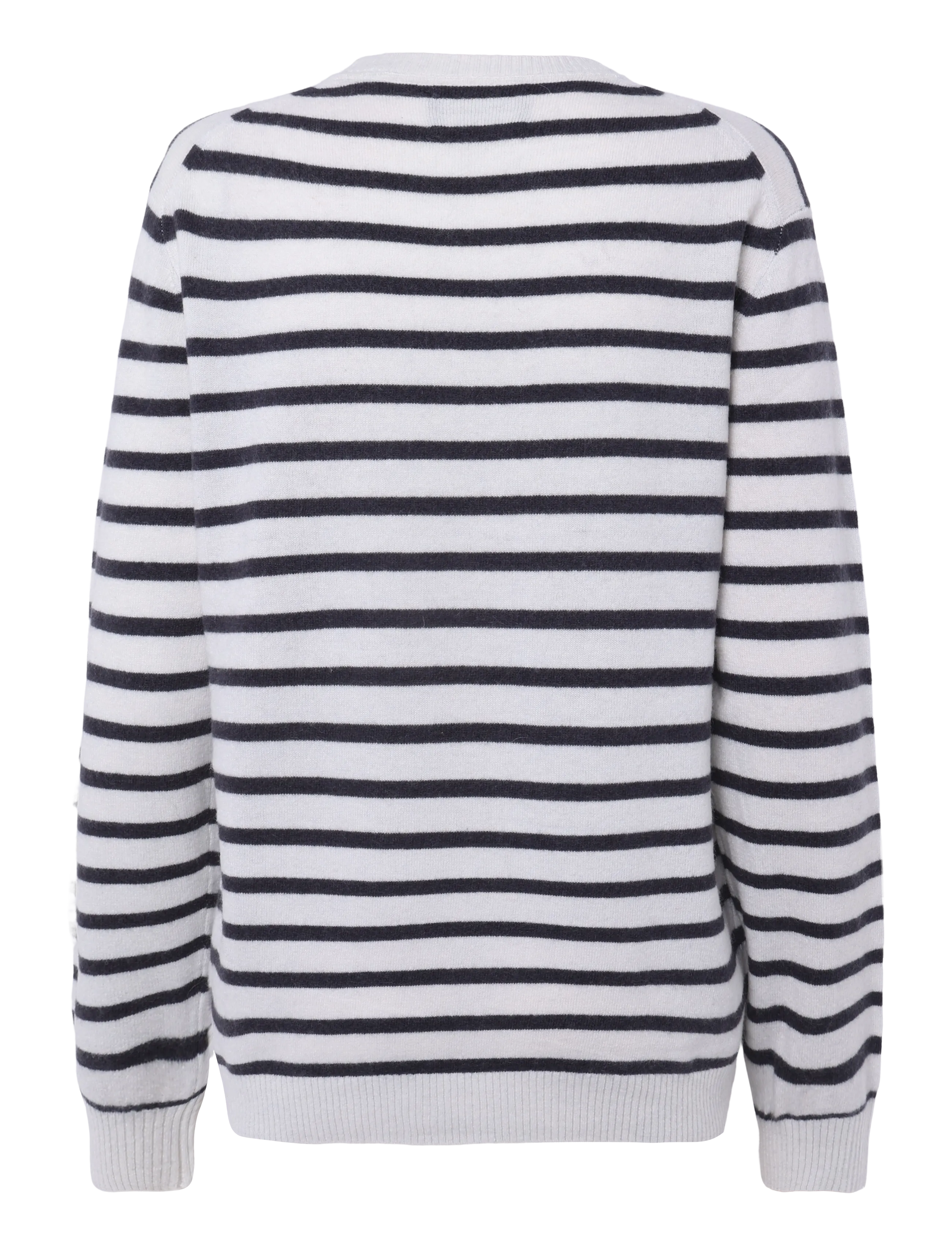 Mads Nørgaard - Super Wool Karsten Stripe Knit - round necks - vanilla ice/asphalt - 1