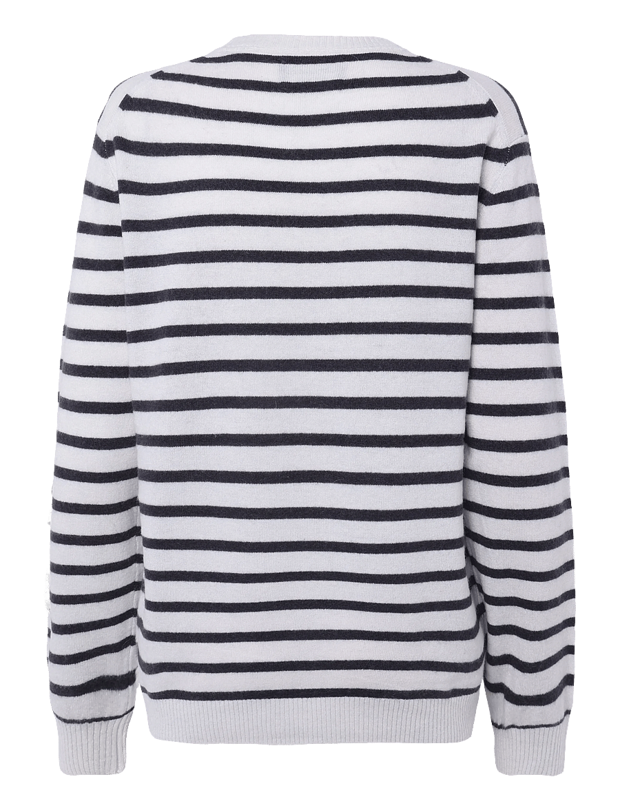 Mads Nørgaard - Super Wool Karsten Stripe Knit - round necks - vanilla ice/asphalt - 1
